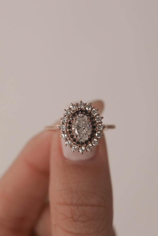 Oval Halo Moissanite Ring
