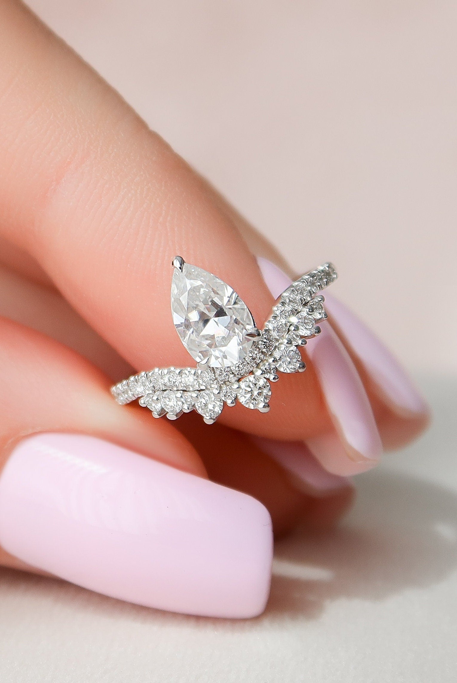 Pear Cut Moissanite Ring