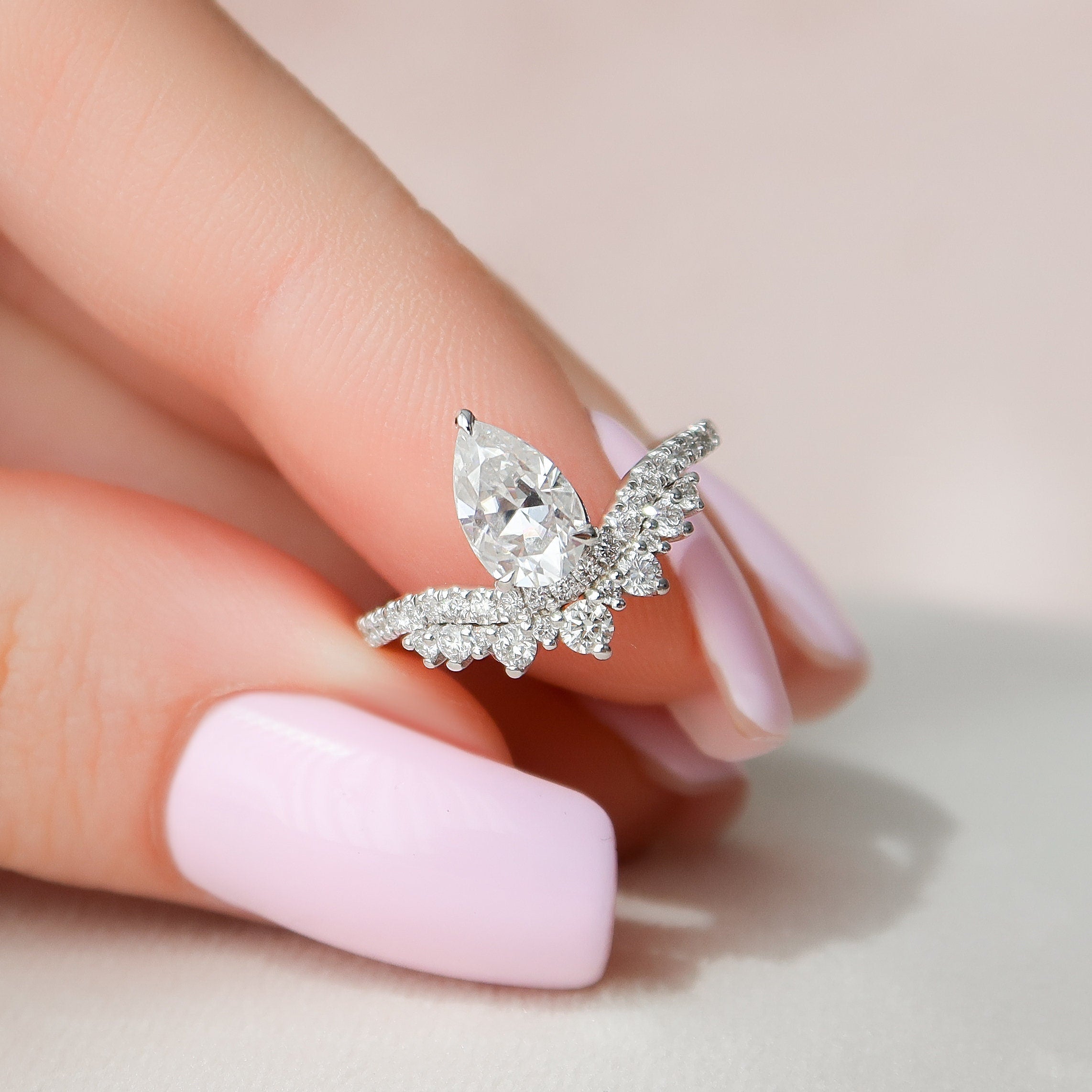 Pear Cut Moissanite Ring