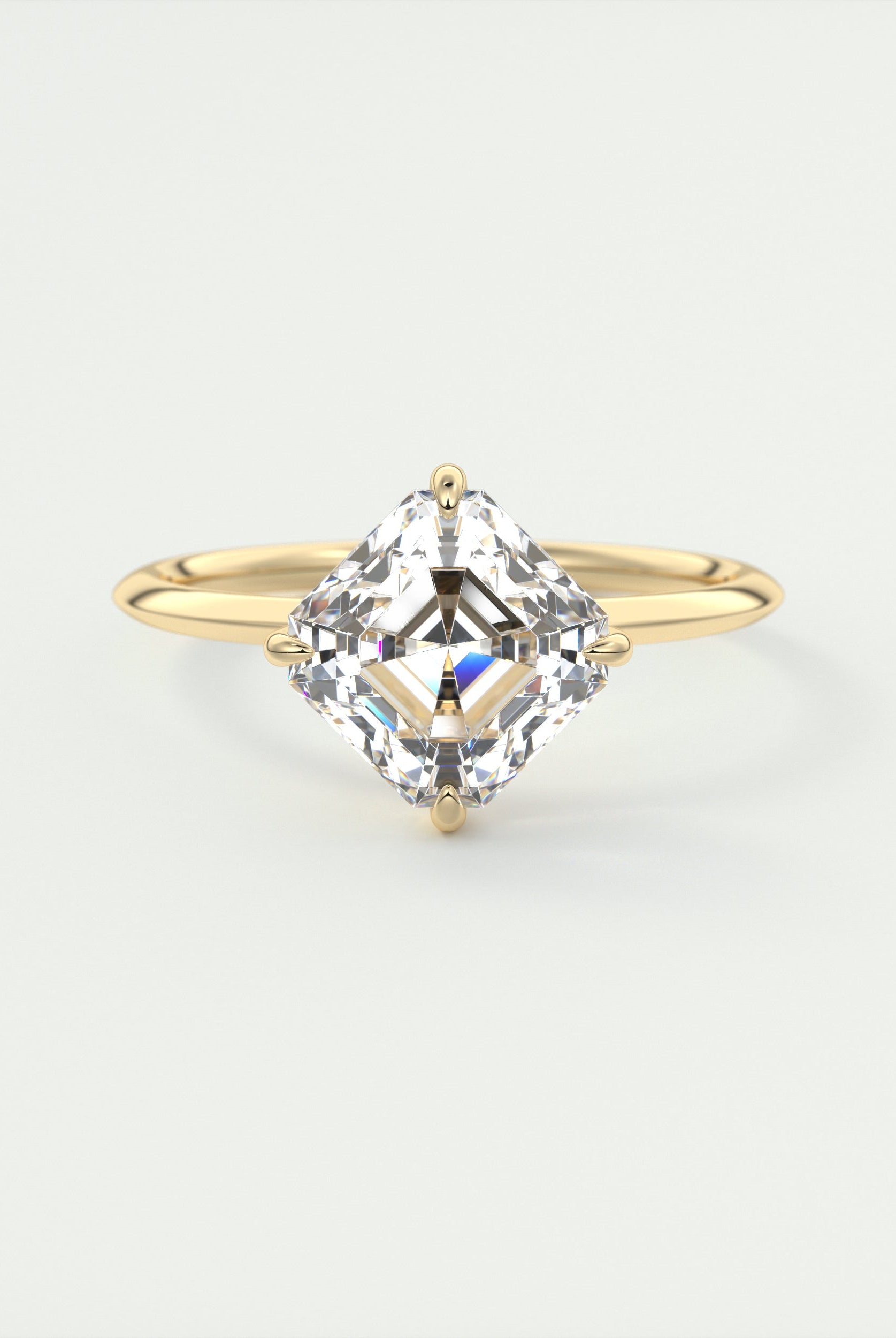 2CT Asscher Four Prong Moissanite Diamond Solitaire Engagement Ring