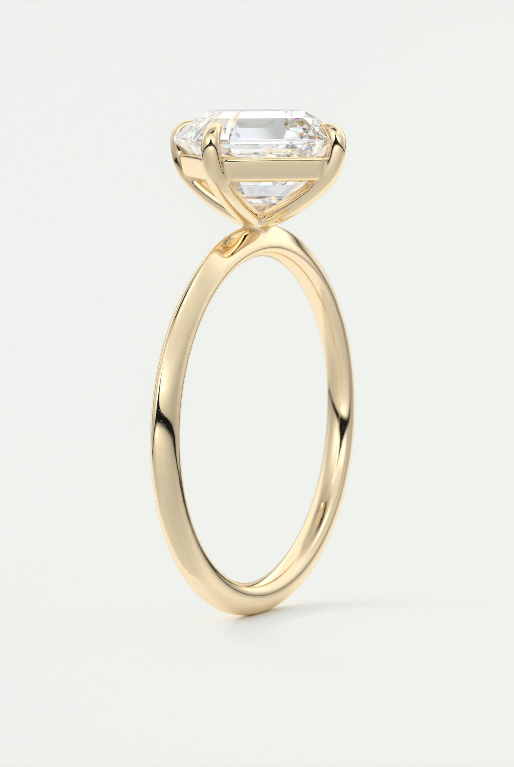 2CT Asscher Four Prong Moissanite Diamond Solitaire Engagement Ring