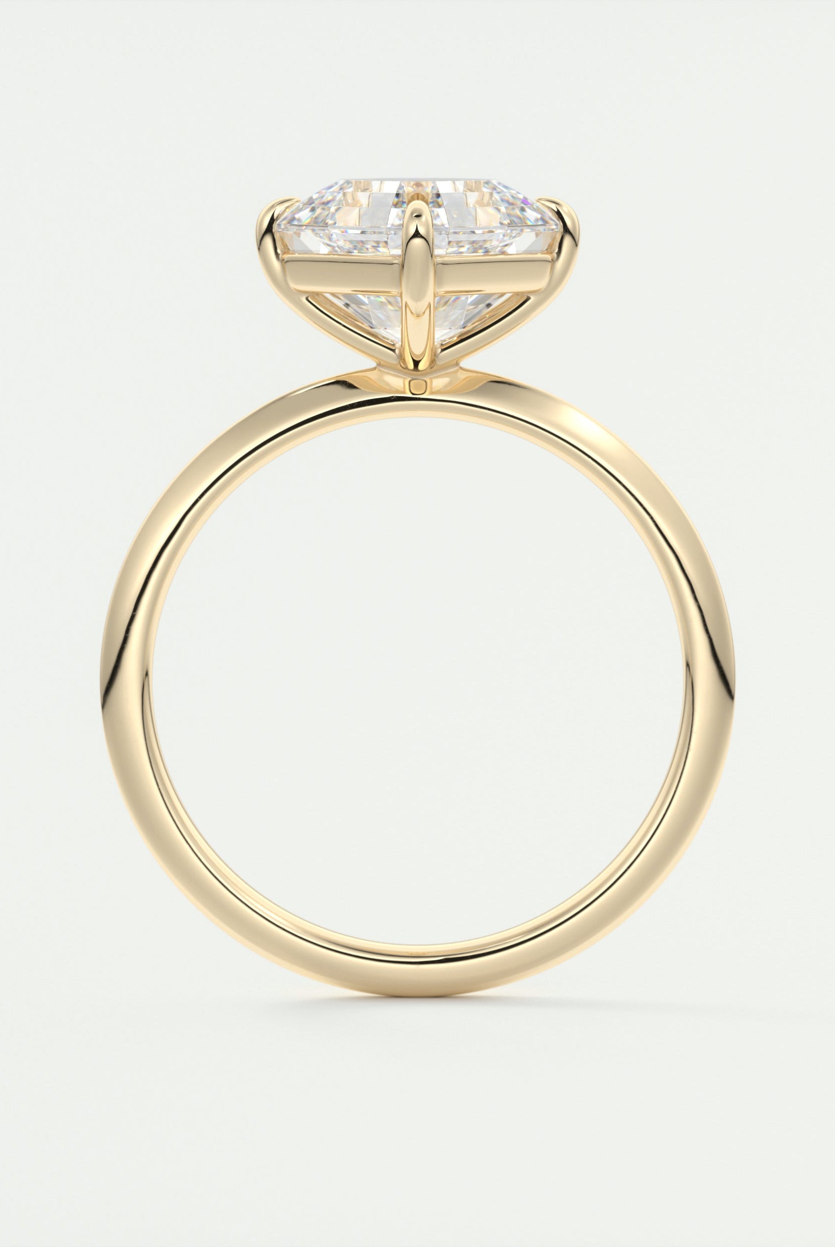 2CT Asscher Four Prong Moissanite Diamond Solitaire Engagement Ring