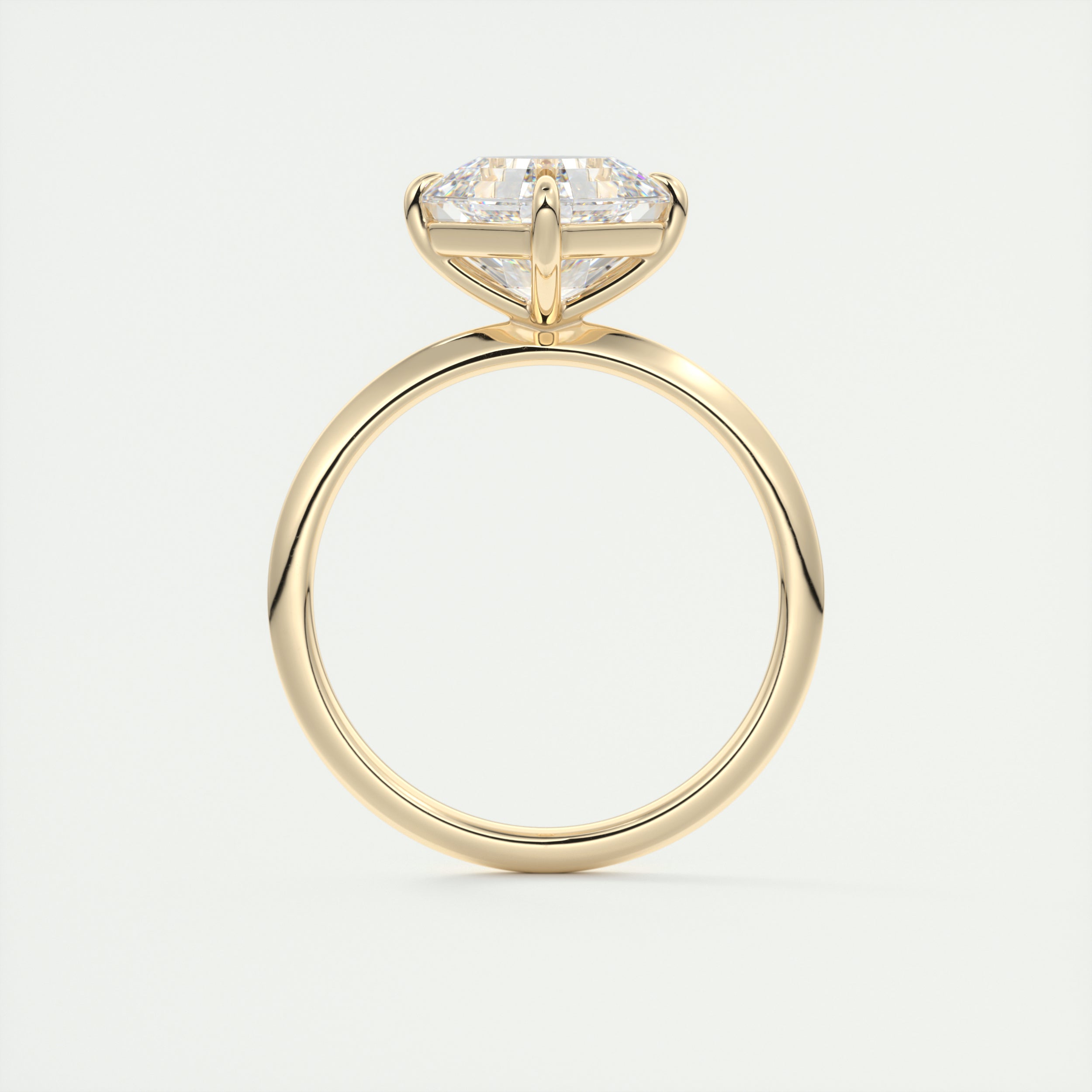 2CT Asscher Four Prong Moissanite Diamond Solitaire Engagement Ring