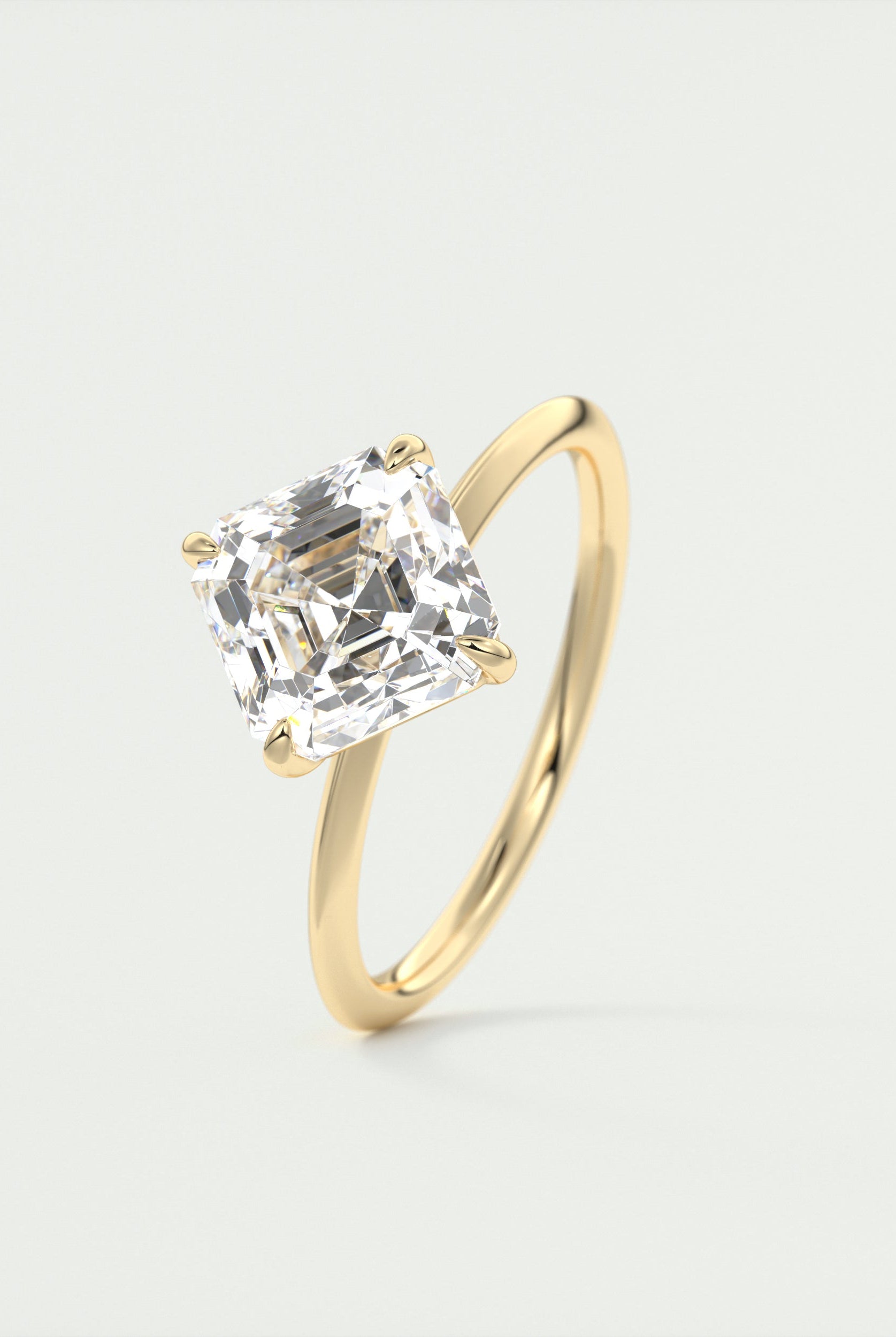 2CT Asscher Four Prong Moissanite Diamond Solitaire Engagement Ring