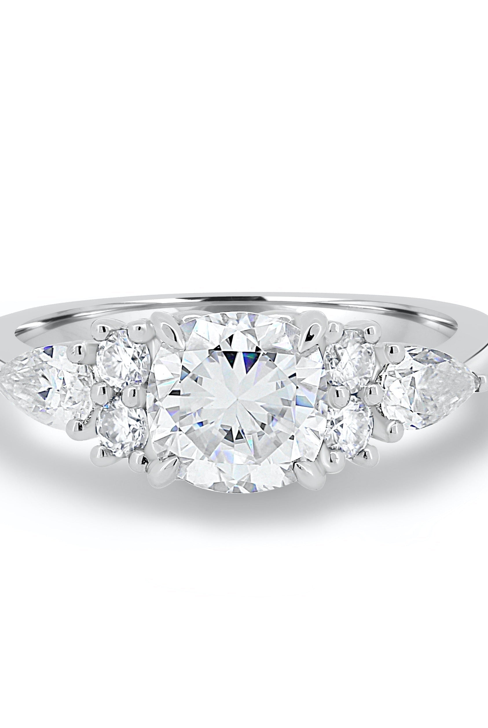 1.25CT Cushion Cluster Moissanite Diamond Engagement Ring In Solid Gold