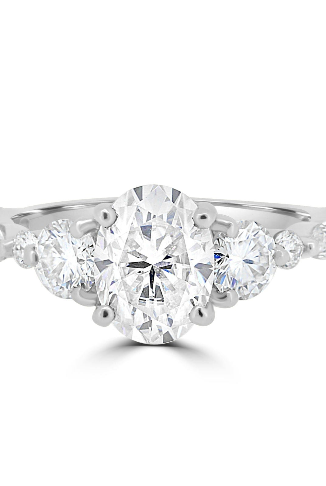 1.33CT Oval Three Stone Moissanite Diamond Pave Engagement Ring