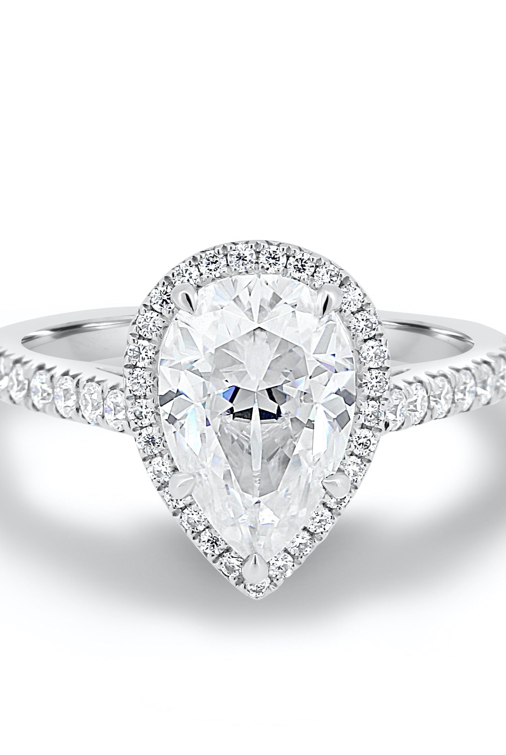1.93CT Pear Halo Moissanite Diamond Pave Engagement Ring For Women