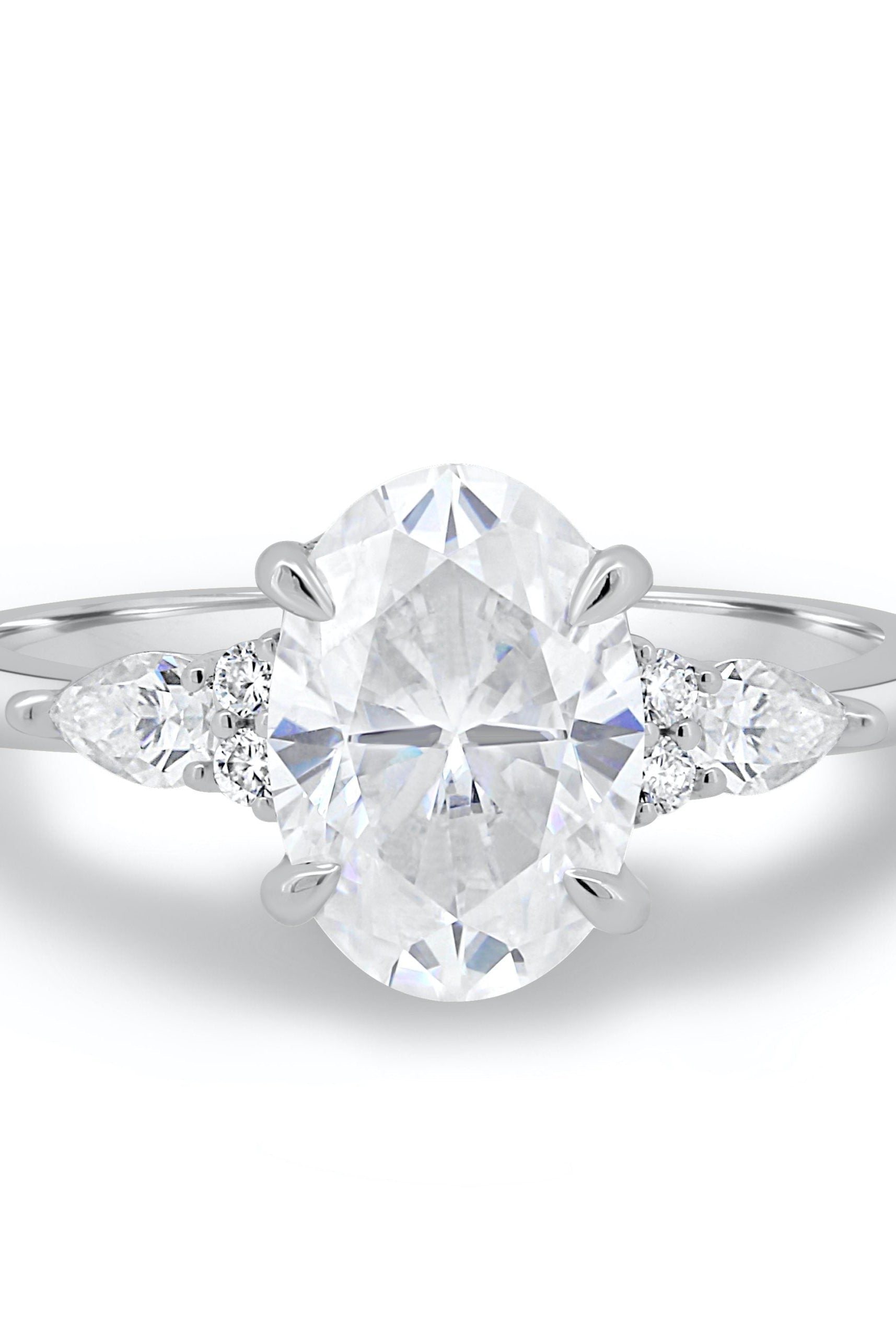 2.05CT Oval Cluster Moissanite Diamond Solitaire Engagement Ring