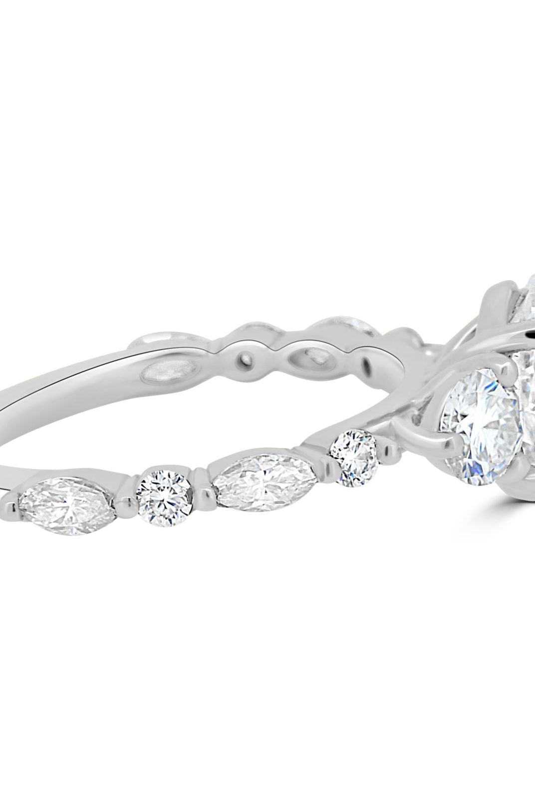 1.33CT Oval Three Stone Moissanite Diamond Pave Engagement Ring