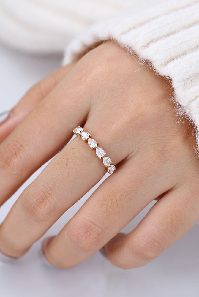 pear-shaped-moissanite-half-eternity-wedding-band