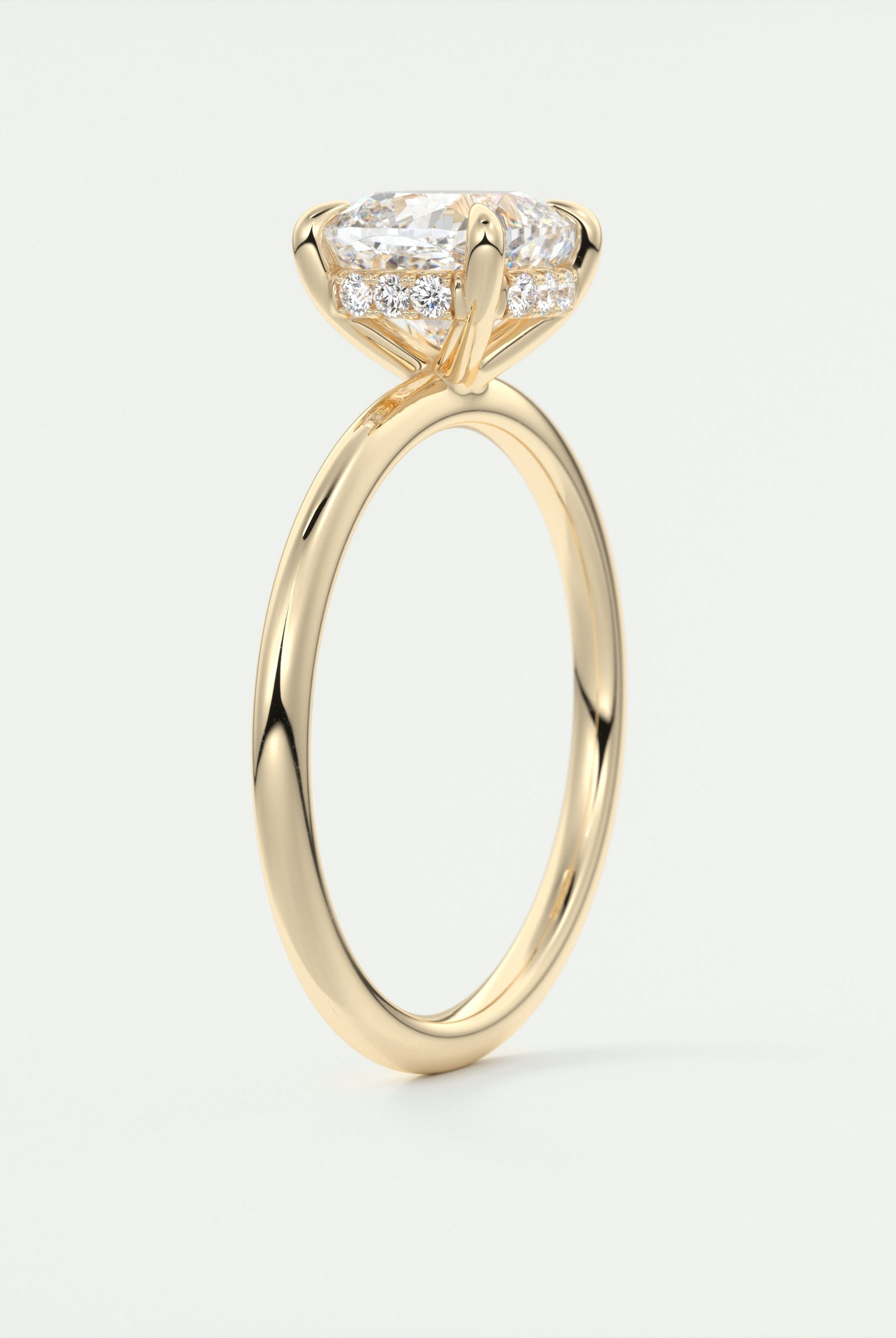 2CT Cushion Hidden Halo Moissanite Diamond Solitaire Engagement Ring