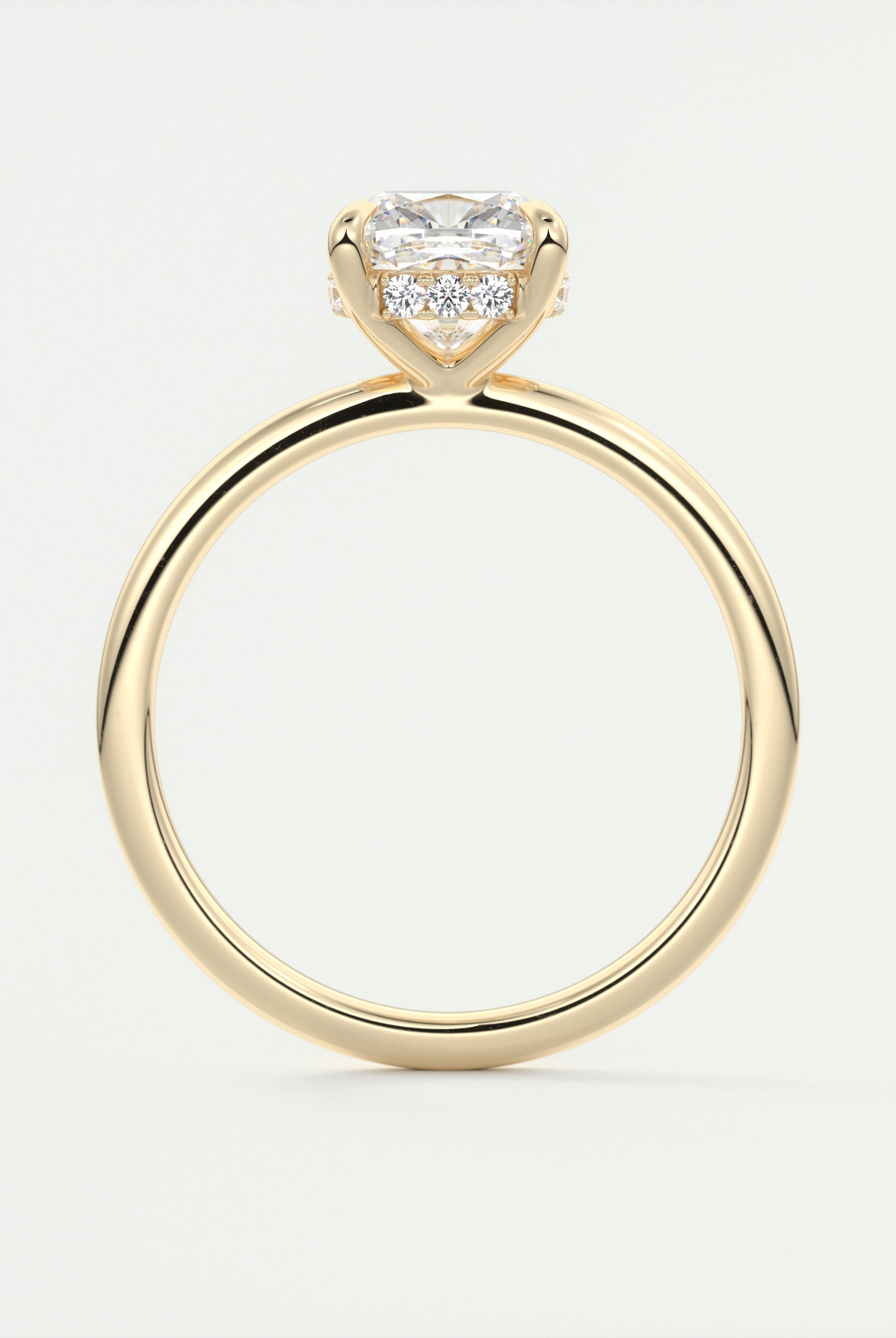 2CT Cushion Hidden Halo Moissanite Diamond Solitaire Engagement Ring