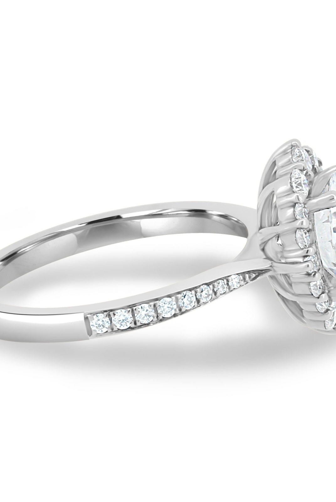 1.35CT Round Halo Moissanite Diamond Pave Engagement Ring In 14K Solid Gold