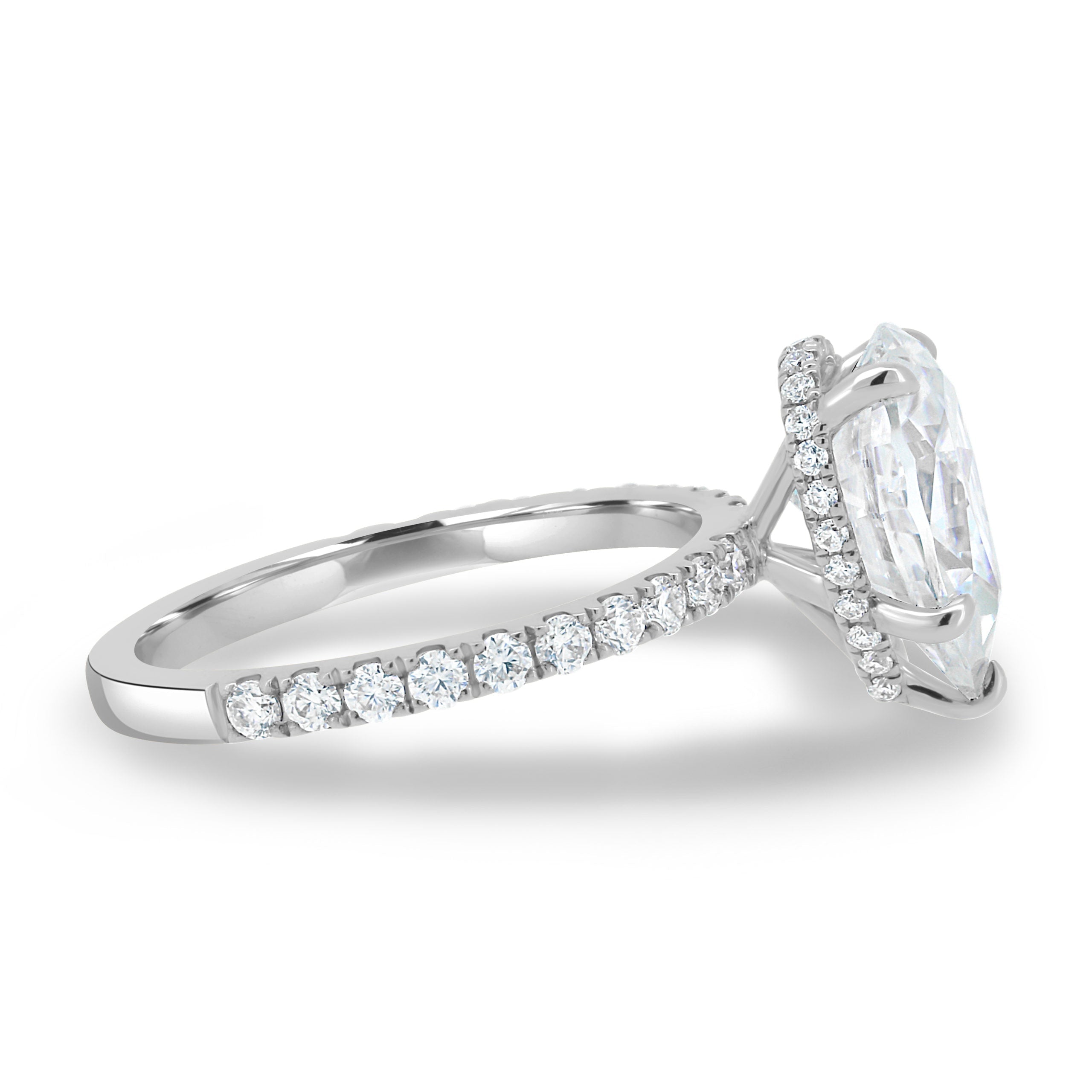 2.80CT Pear Cut Moissanite Hidden Halo Moissanite Engagement Ring