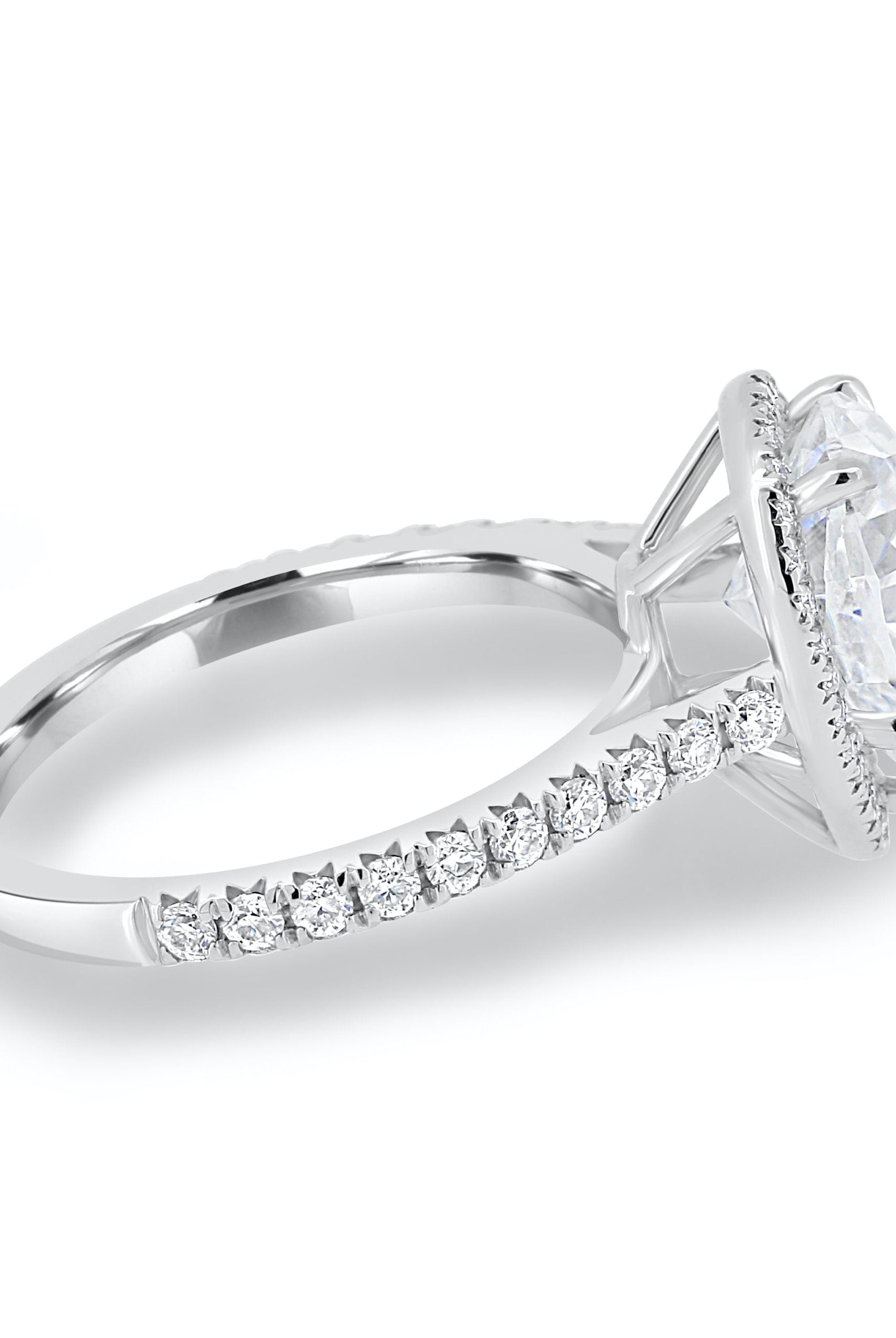 1.93CT Pear Halo Moissanite Diamond Pave Engagement Ring For Women