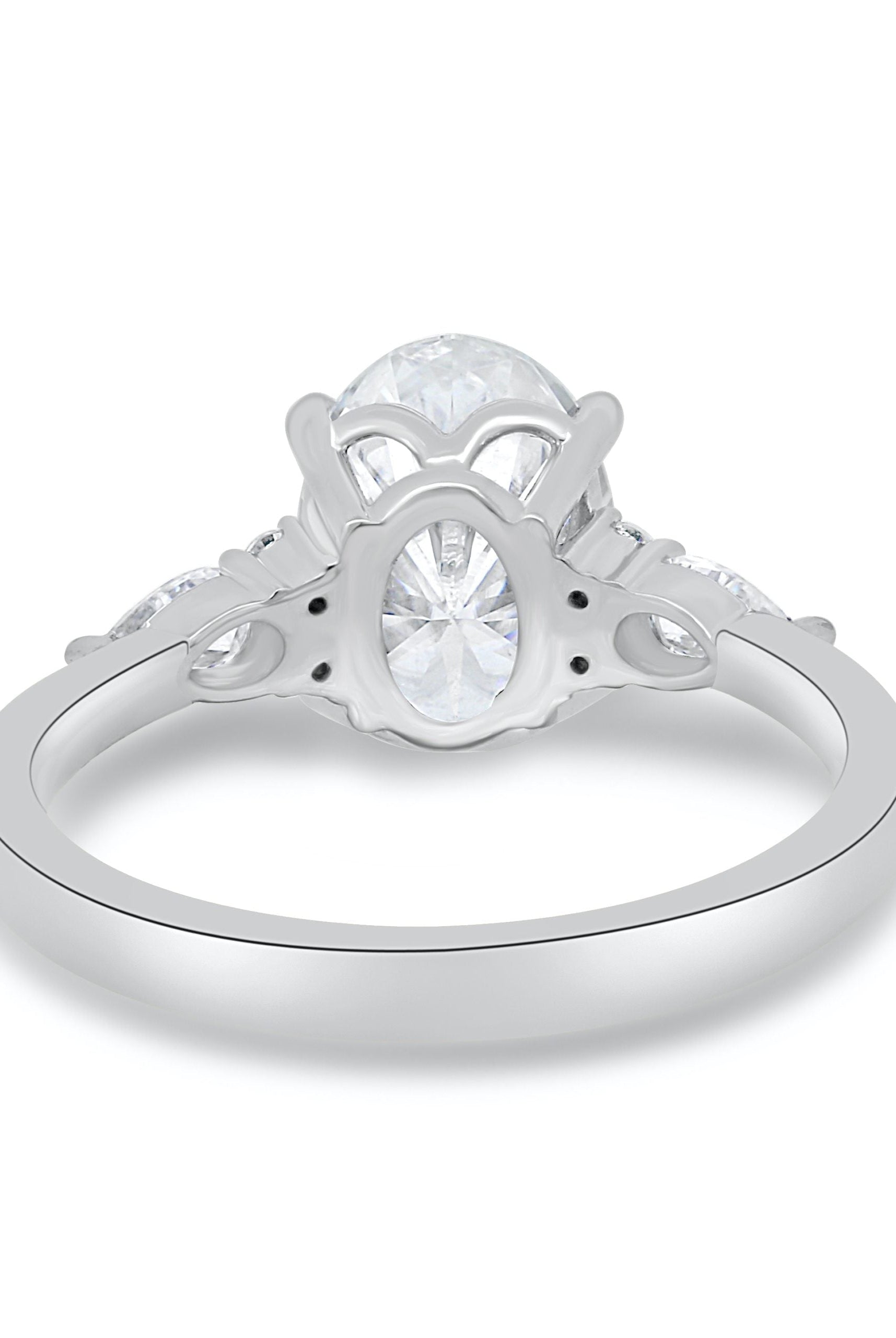 2.05CT Oval Cluster Moissanite Diamond Solitaire Engagement Ring