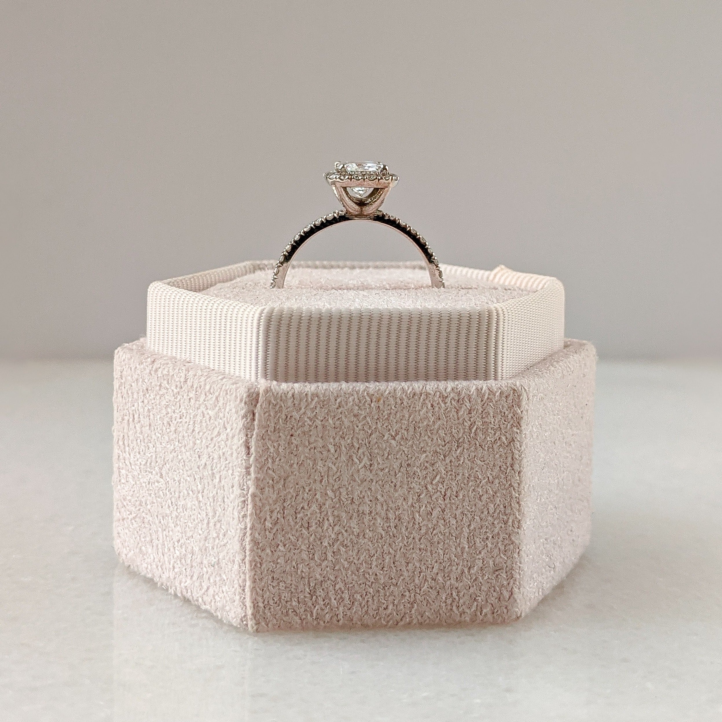 1.02CT Radiant Halo Moissanite Diamond Pave Engagement Ring For Women