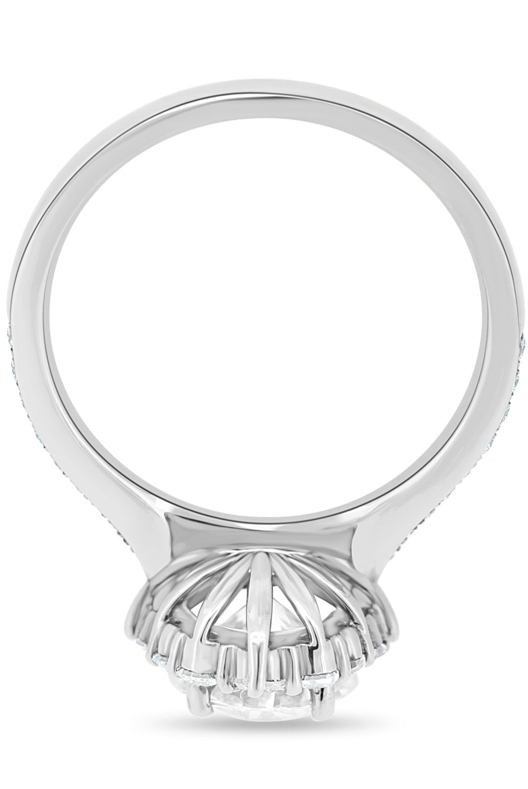 1.35CT Round Halo Moissanite Diamond Pave Engagement Ring In 14K Solid Gold