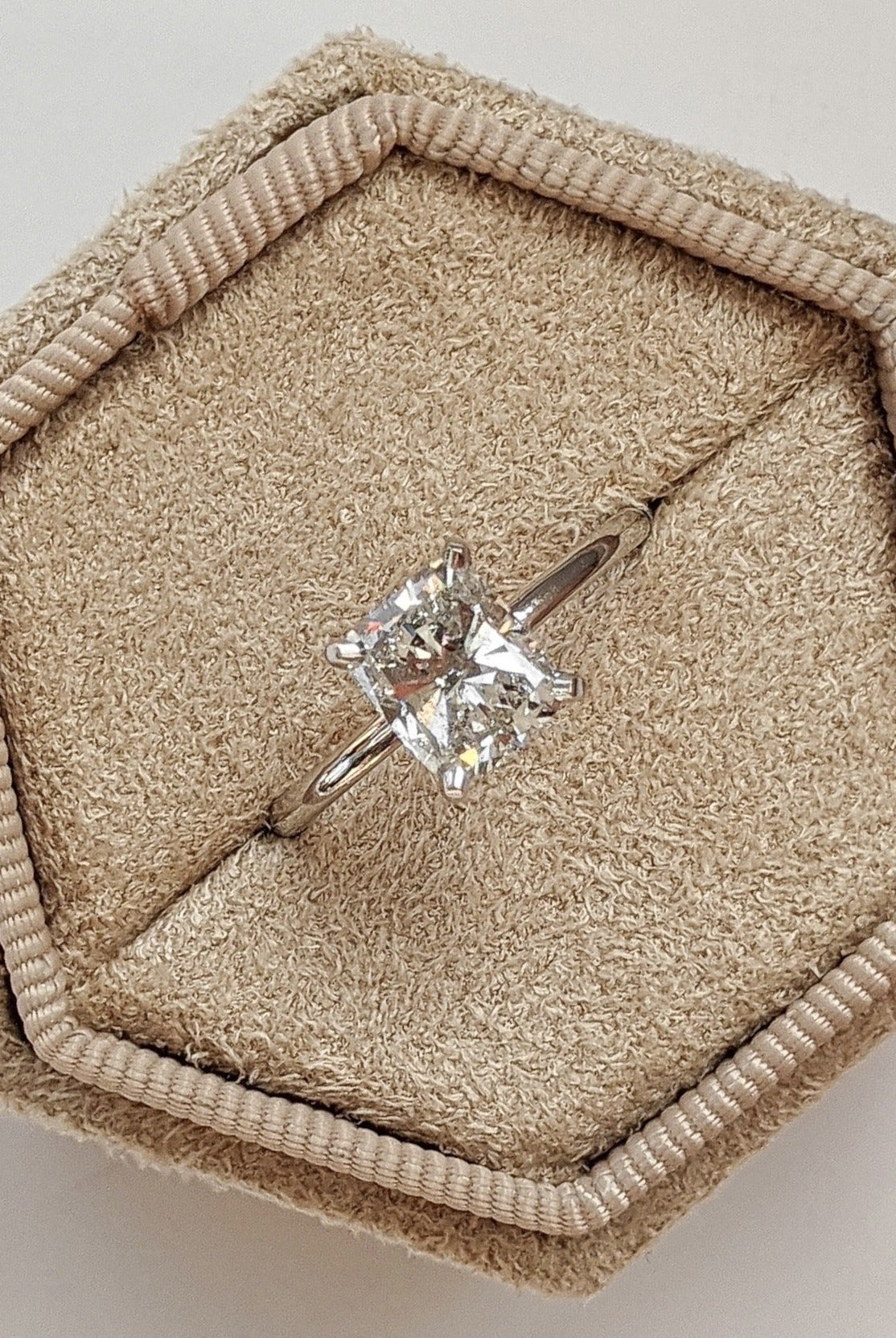 1.14CT Elongated Cushion Moissanite Diamond Solitaire Engagement Ring