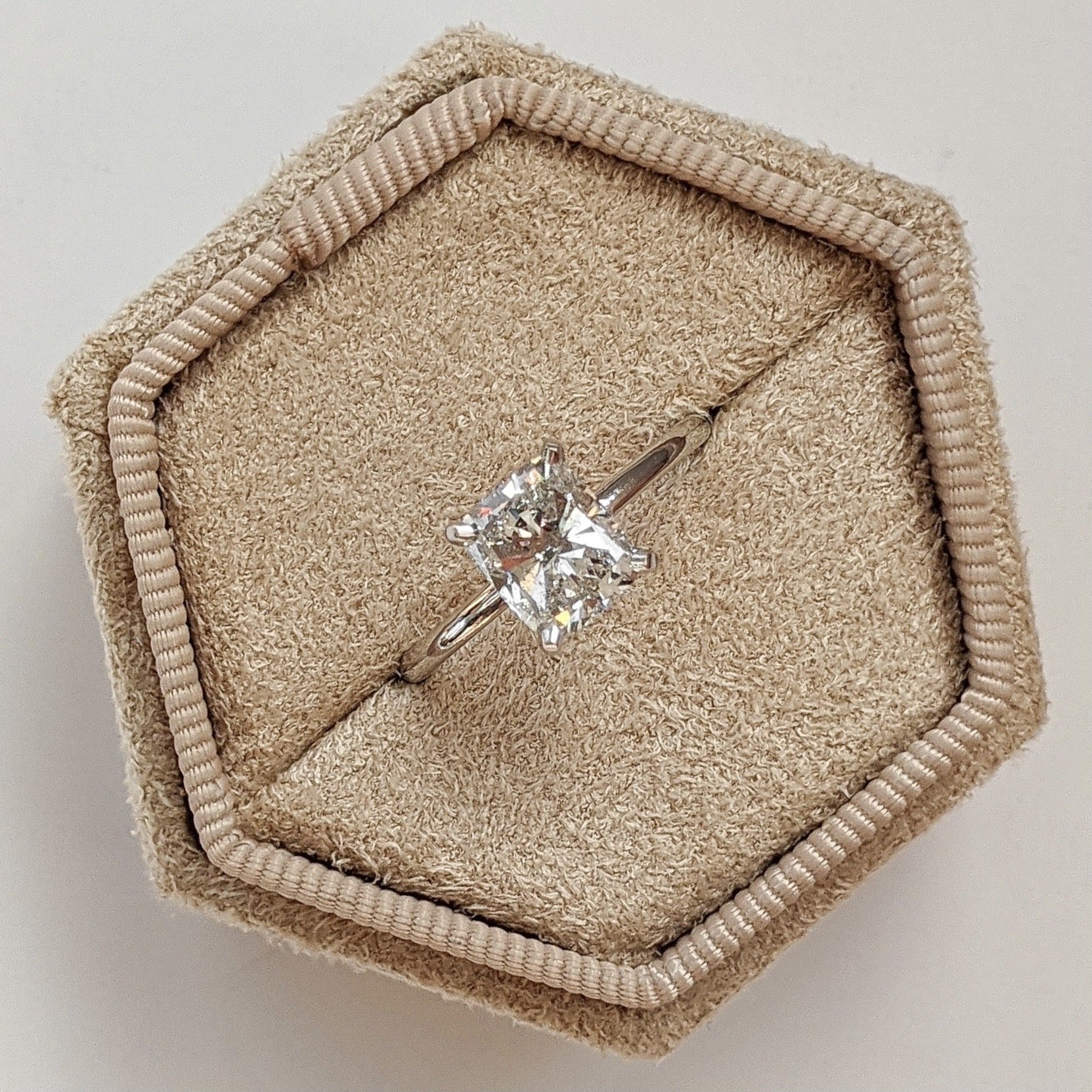 1.14CT Elongated Cushion Moissanite Diamond Solitaire Engagement Ring