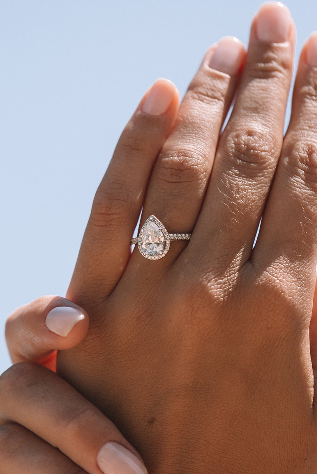 1.93CT Pear Halo Moissanite Diamond Pave Engagement Ring For Women
