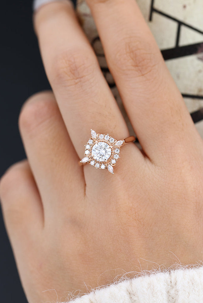 round-shaped-moissanite-cluster-engagement-ring