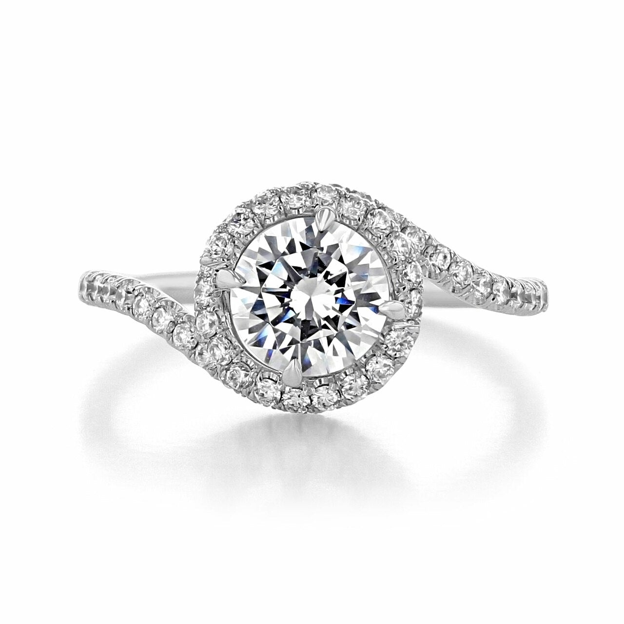 1.0CT Round Four Prong Moissanite Diamond Halo Engagement Ring For Women