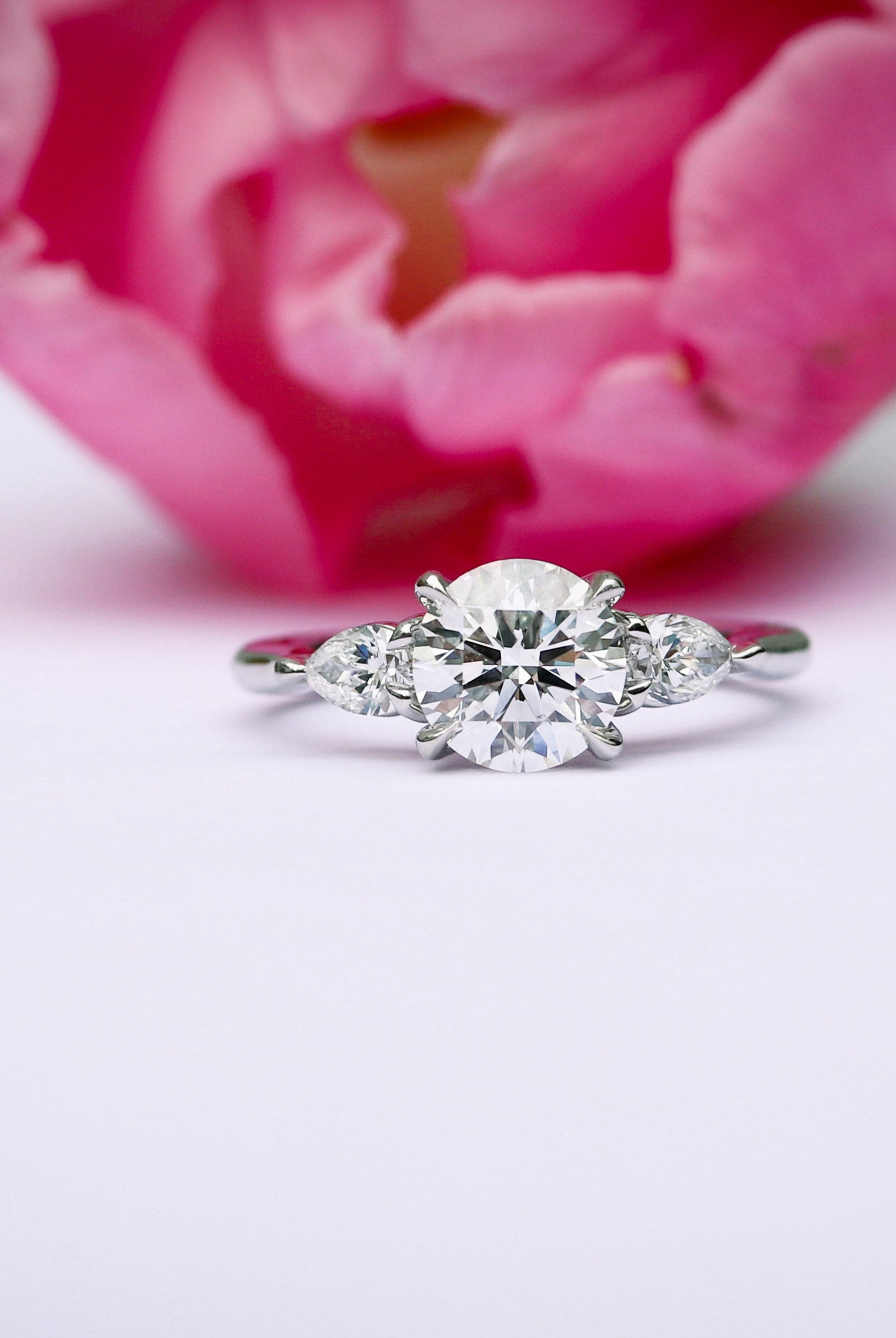 Three Stone Moissanite Engagement Ring