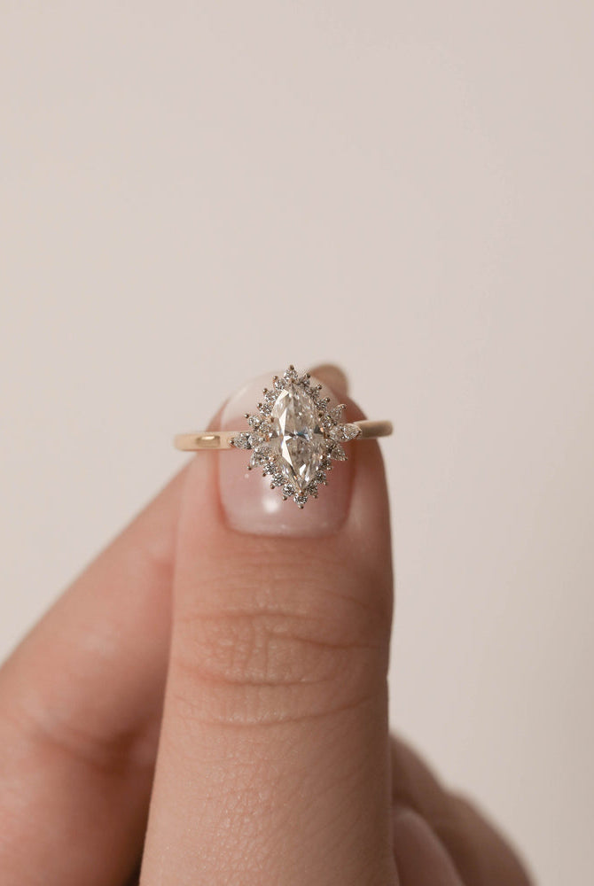 Marquise Cluster Moissanite Ring