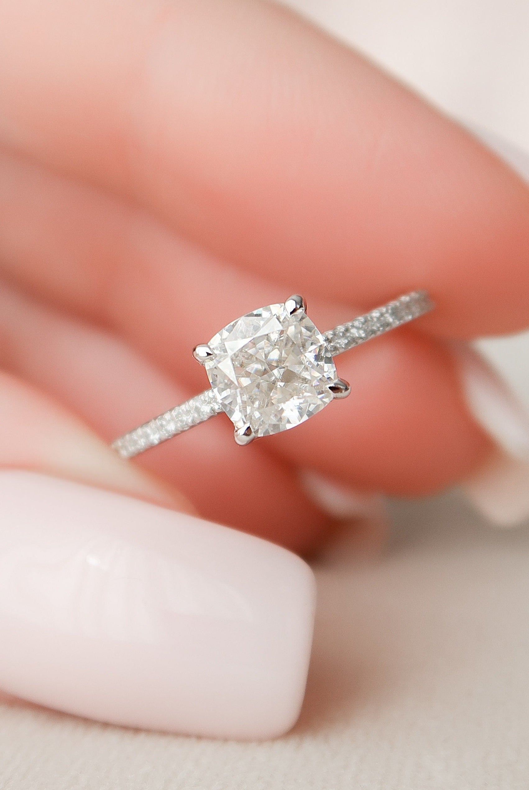 Cushion Cut Moissanite Ring