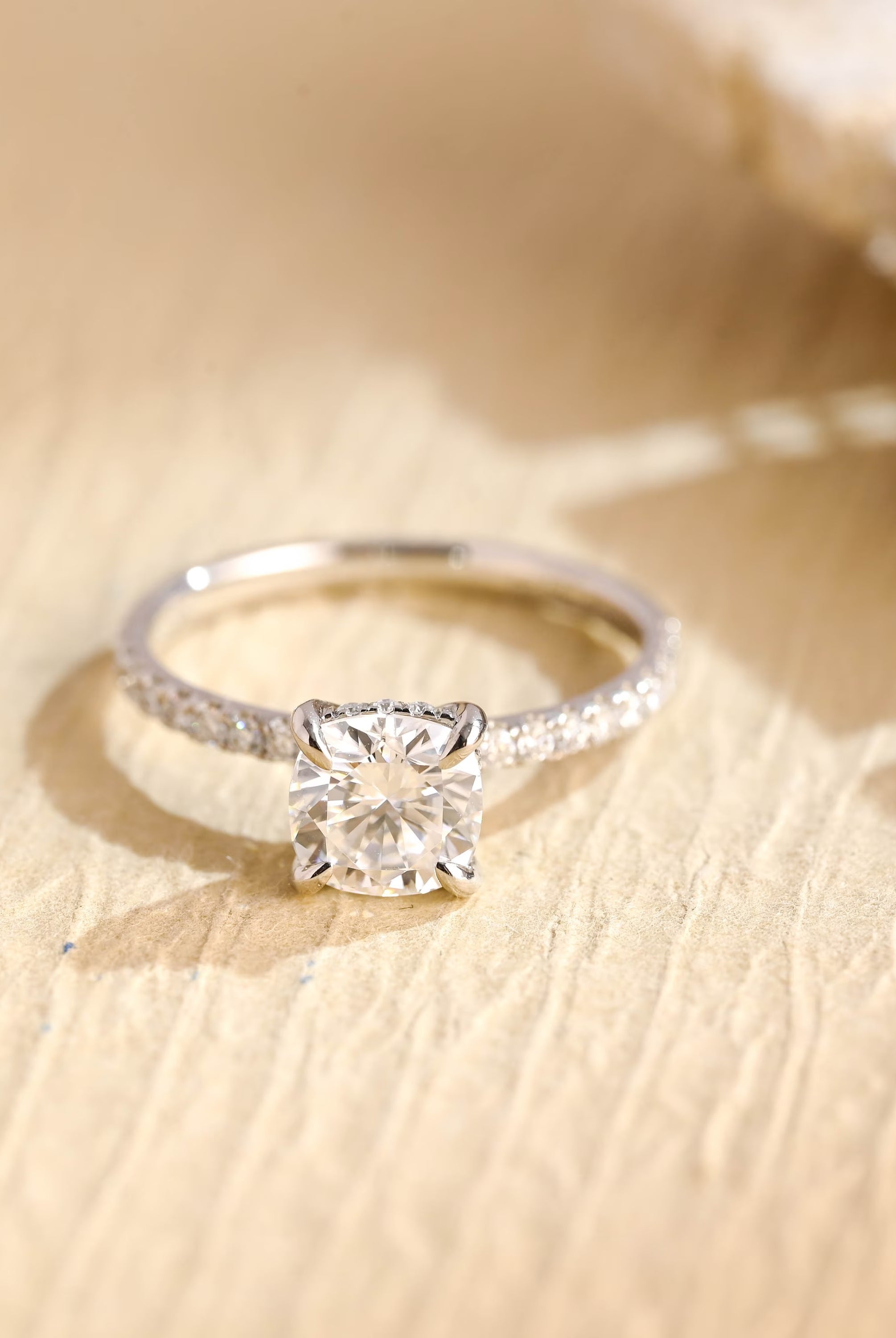 Cushion Cut Moissanite Ring