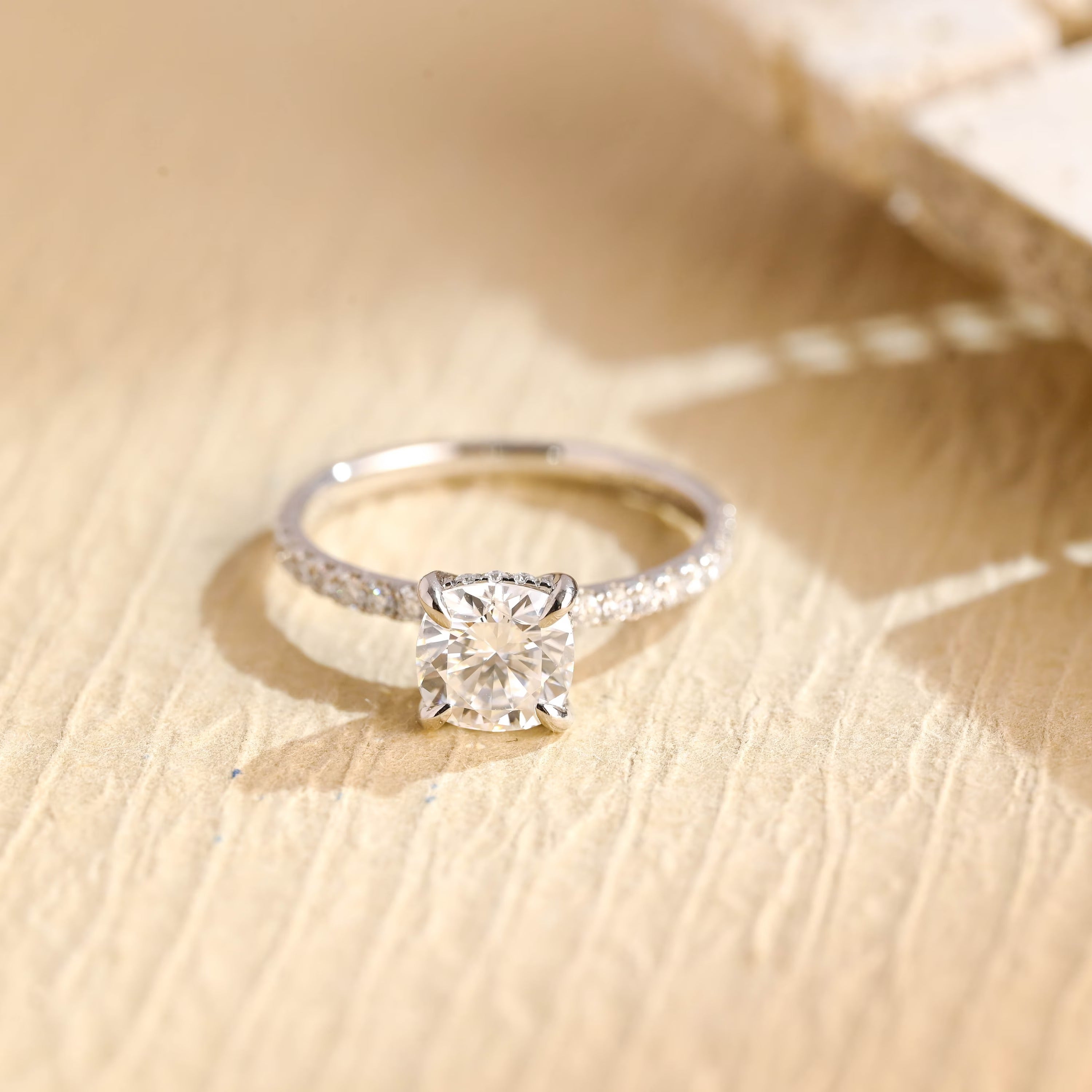 Cushion Cut Moissanite Ring
