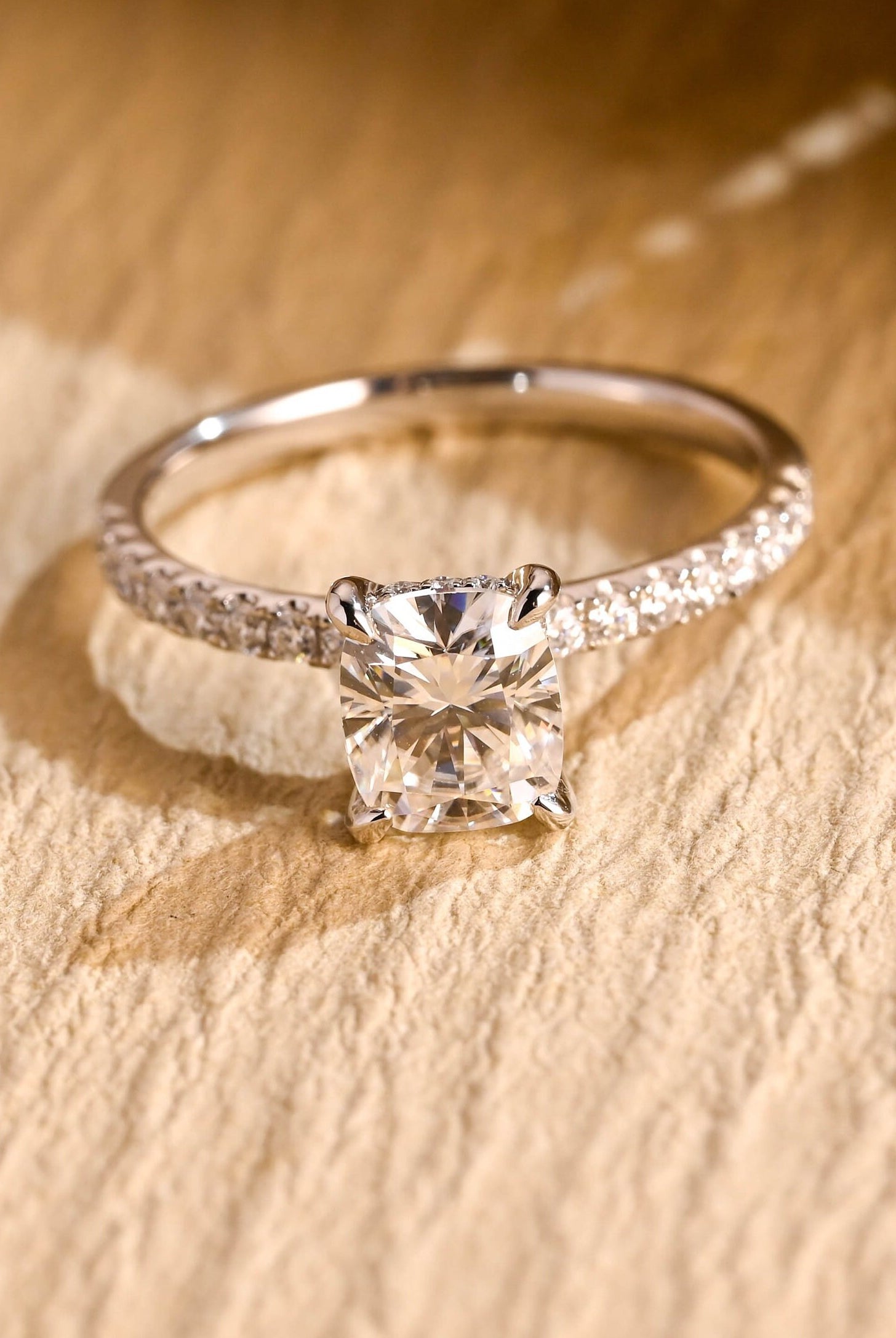 Cushion Cut Moissanite Ring