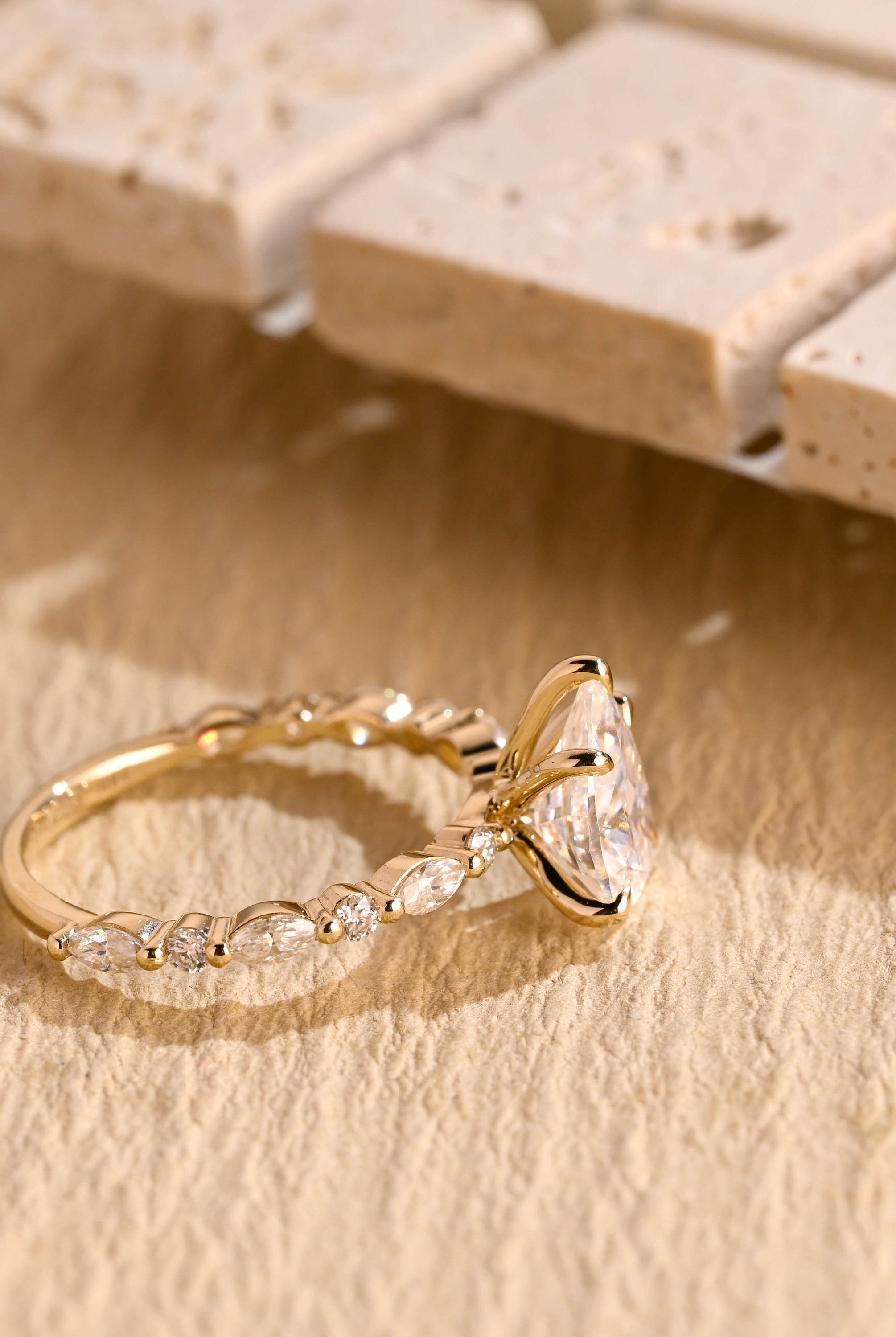 modern pear pavé engagement ring USA