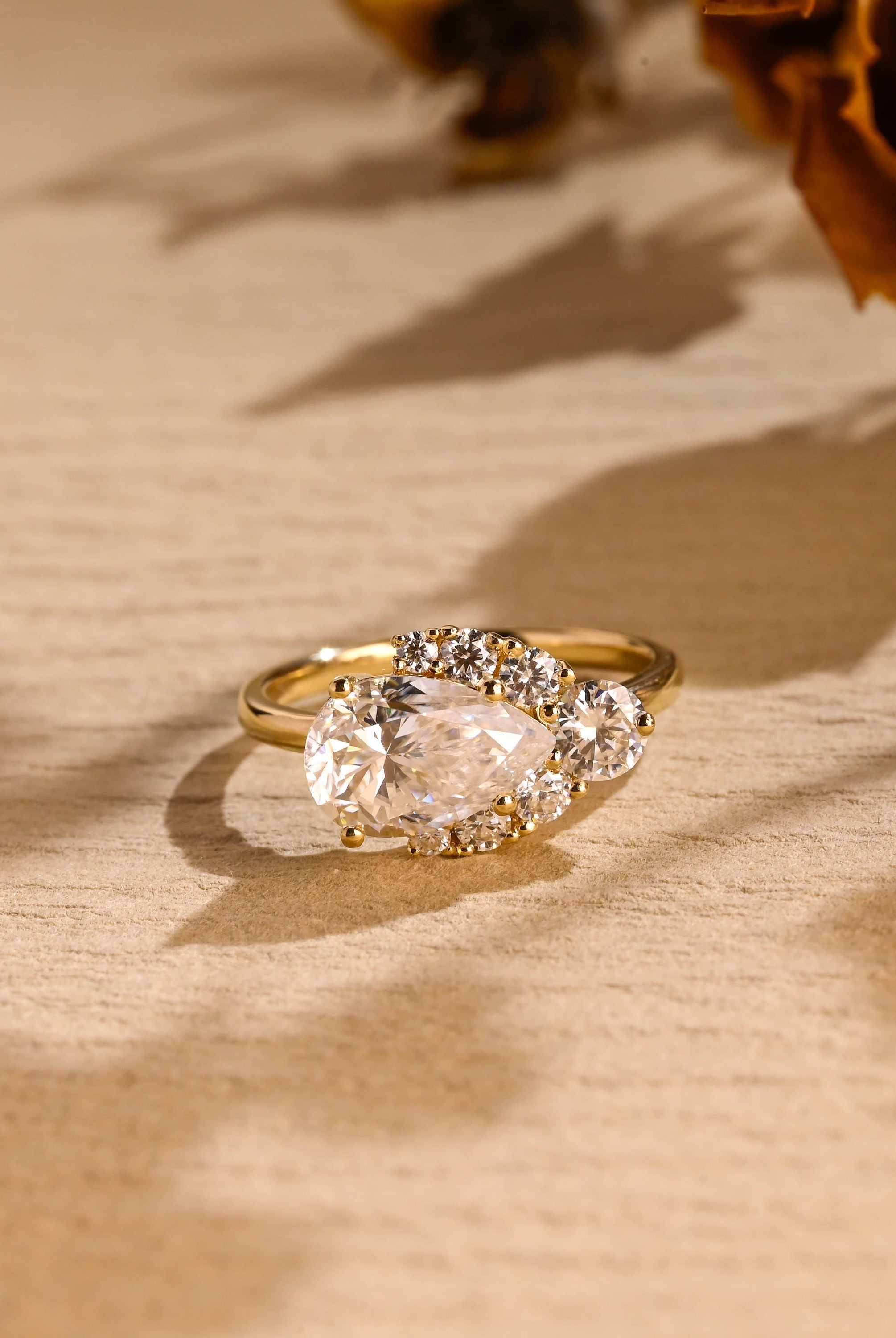 1 carat east west moissanite engagement ring