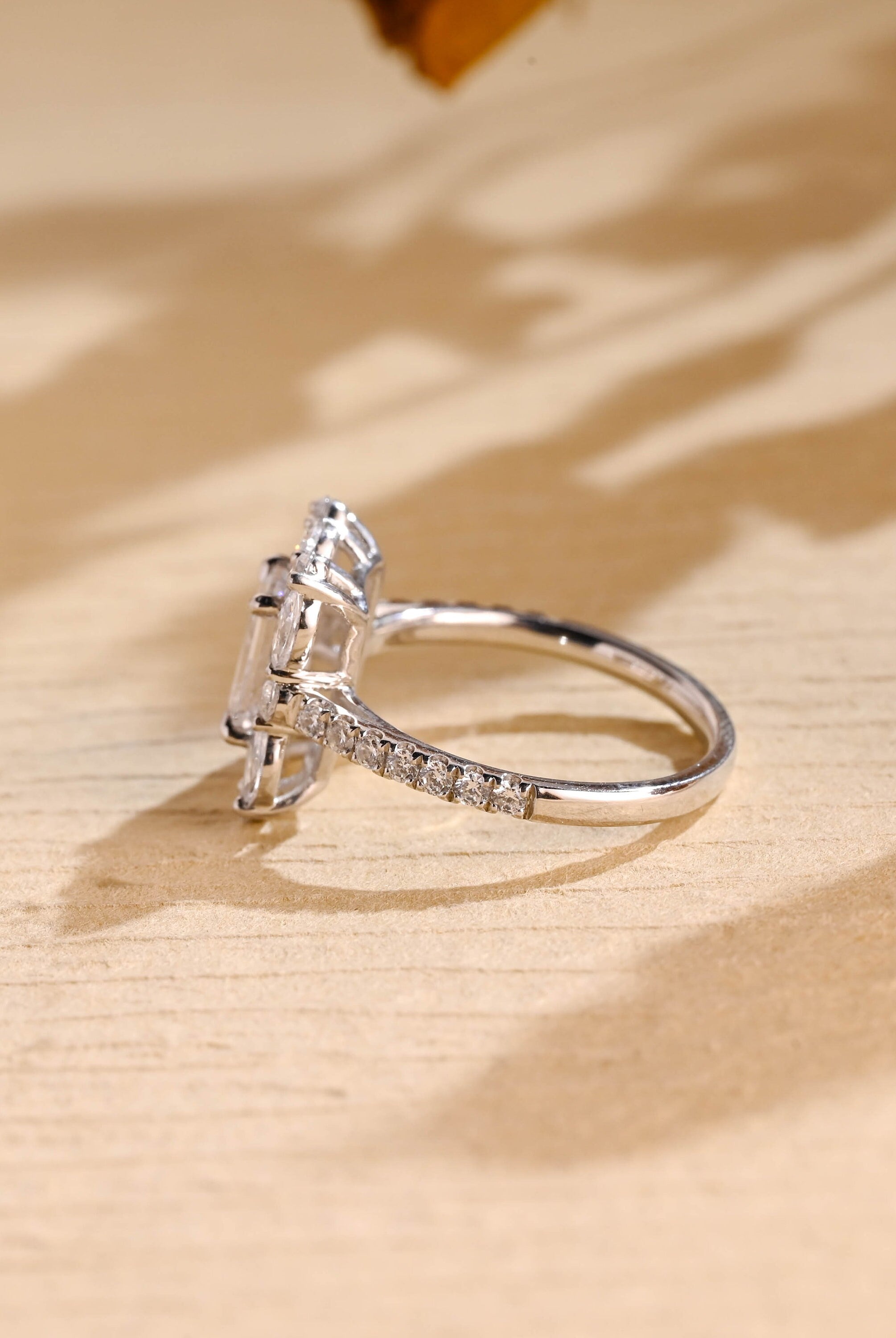 Cluster Moissanite Engagement Ring