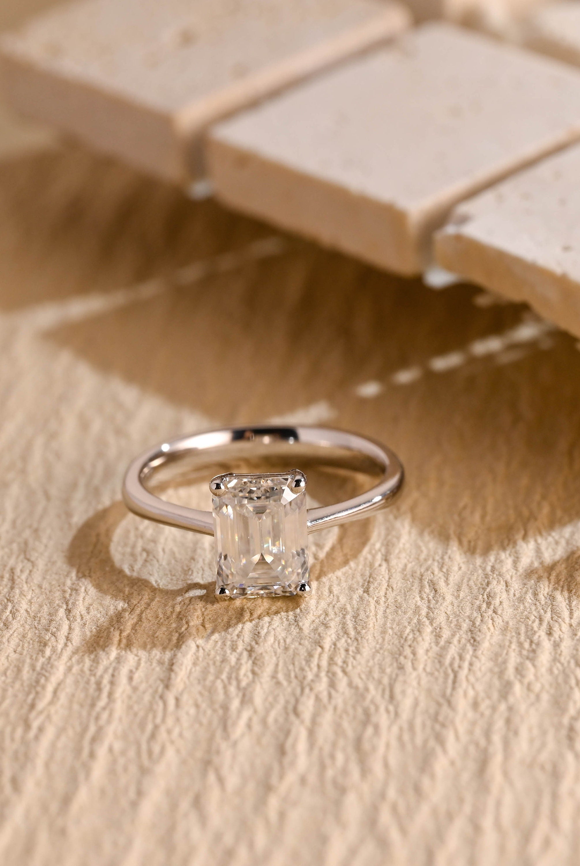 Emerald Cut Moissanite Ring