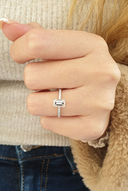 Emerald Cut Moissanite Engagement Ring