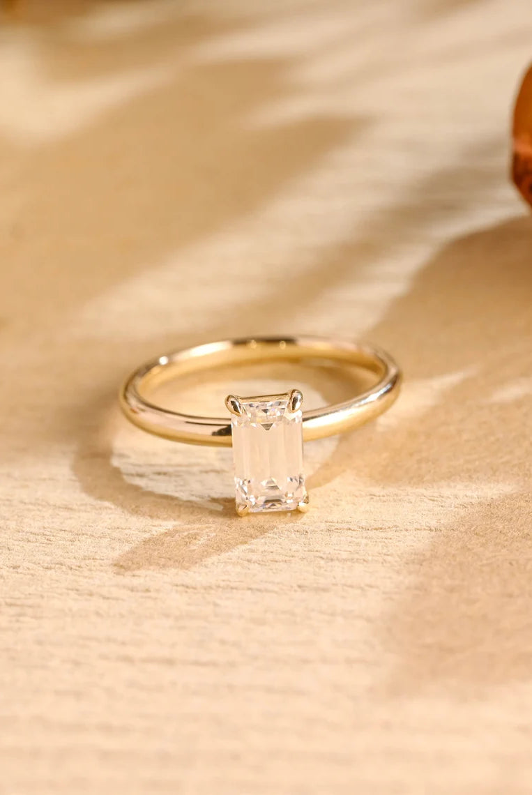Emerald Cut Moissanite Ring