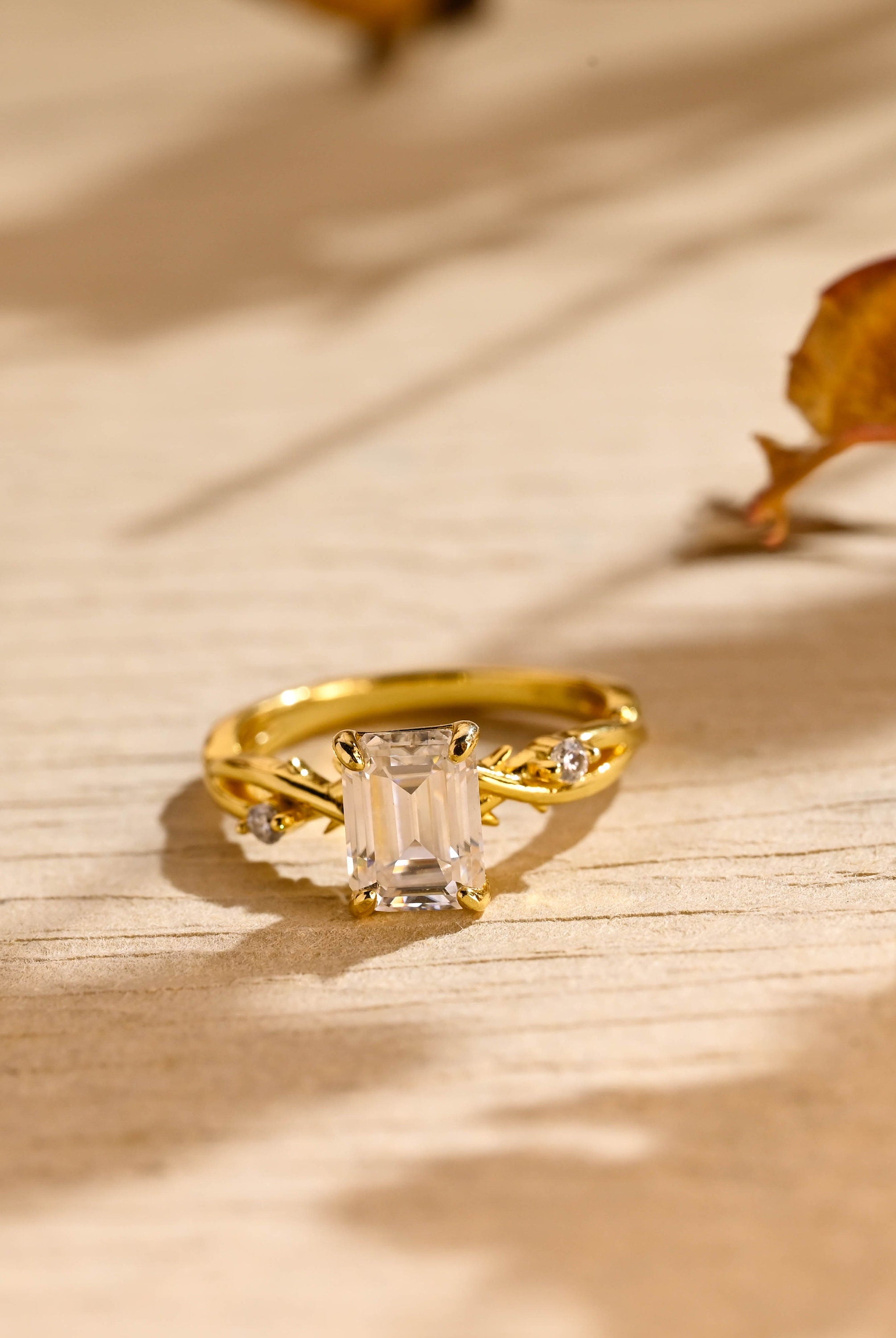 Twig Style Moissanite Engagement Ring