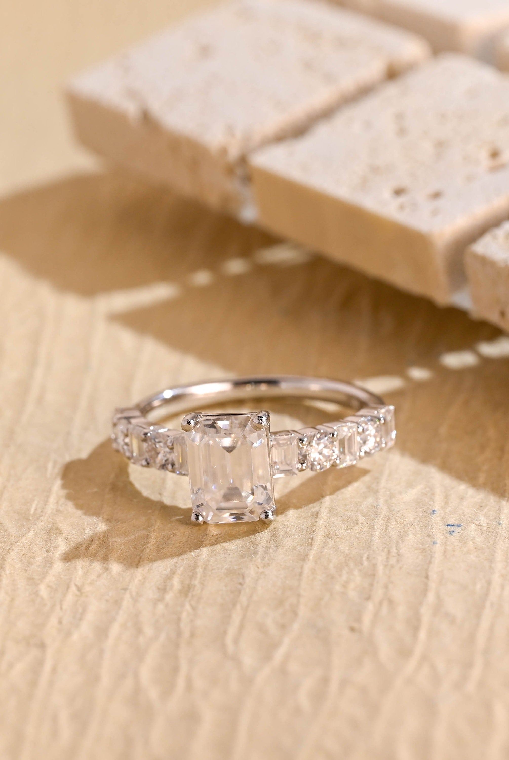 Emerald Cut Moissanite Ring