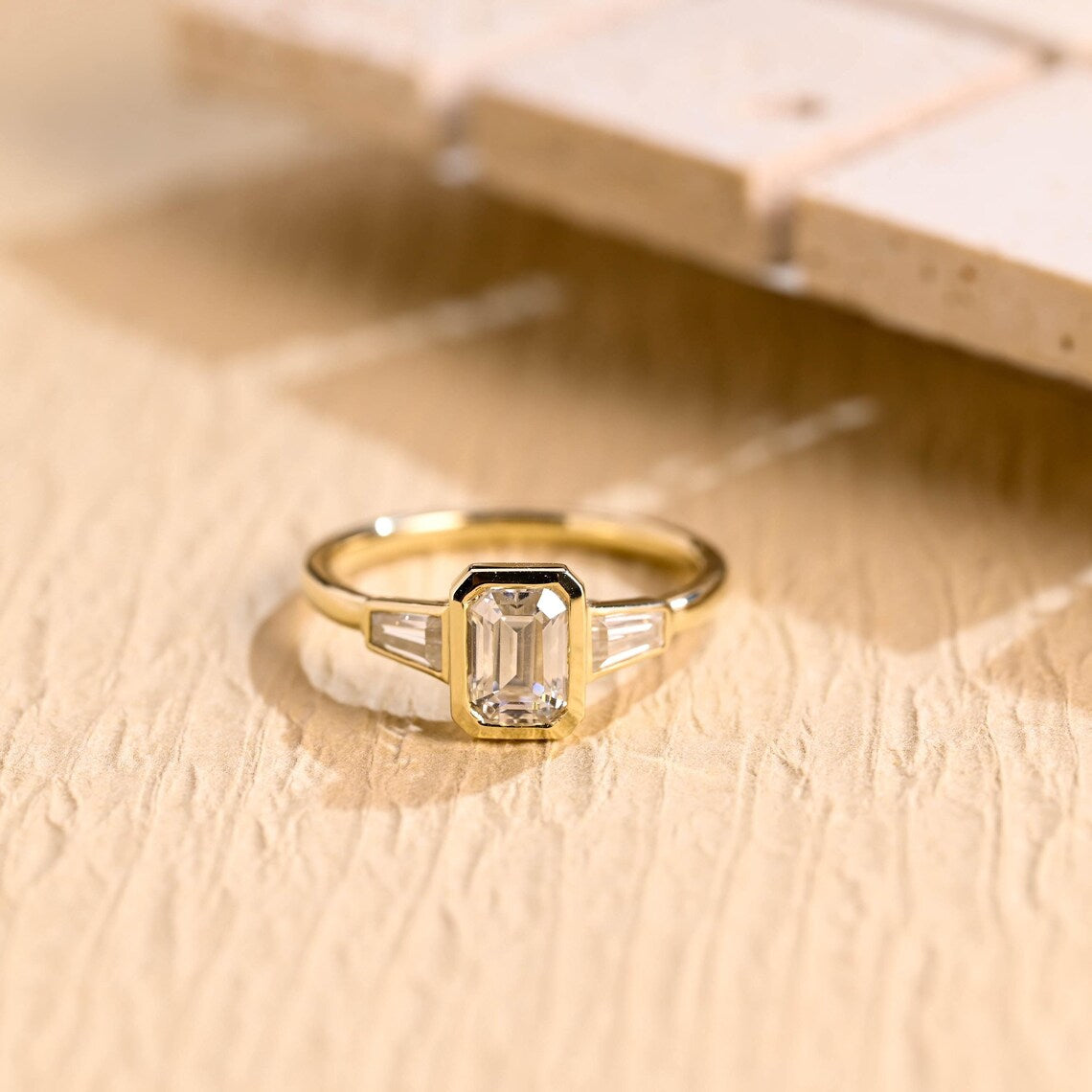 Emerald Cut Moissanite Ring