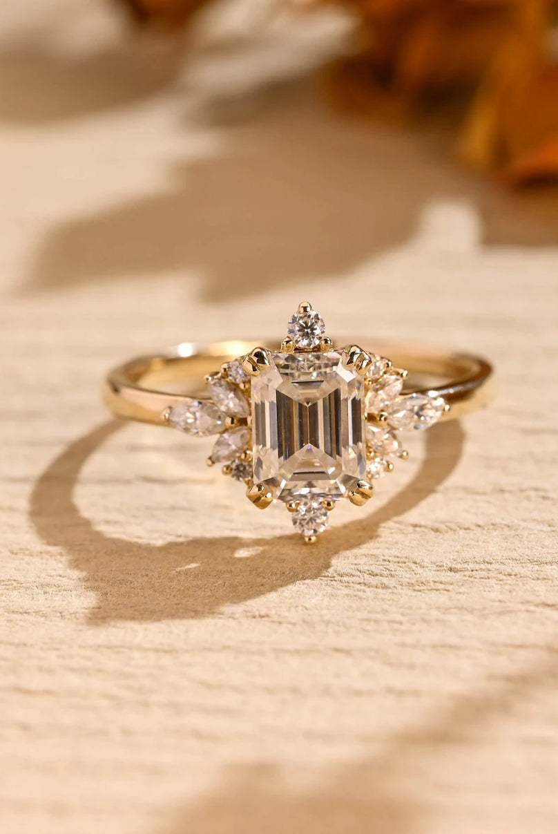 Emerald Cut Moissanite Ring
