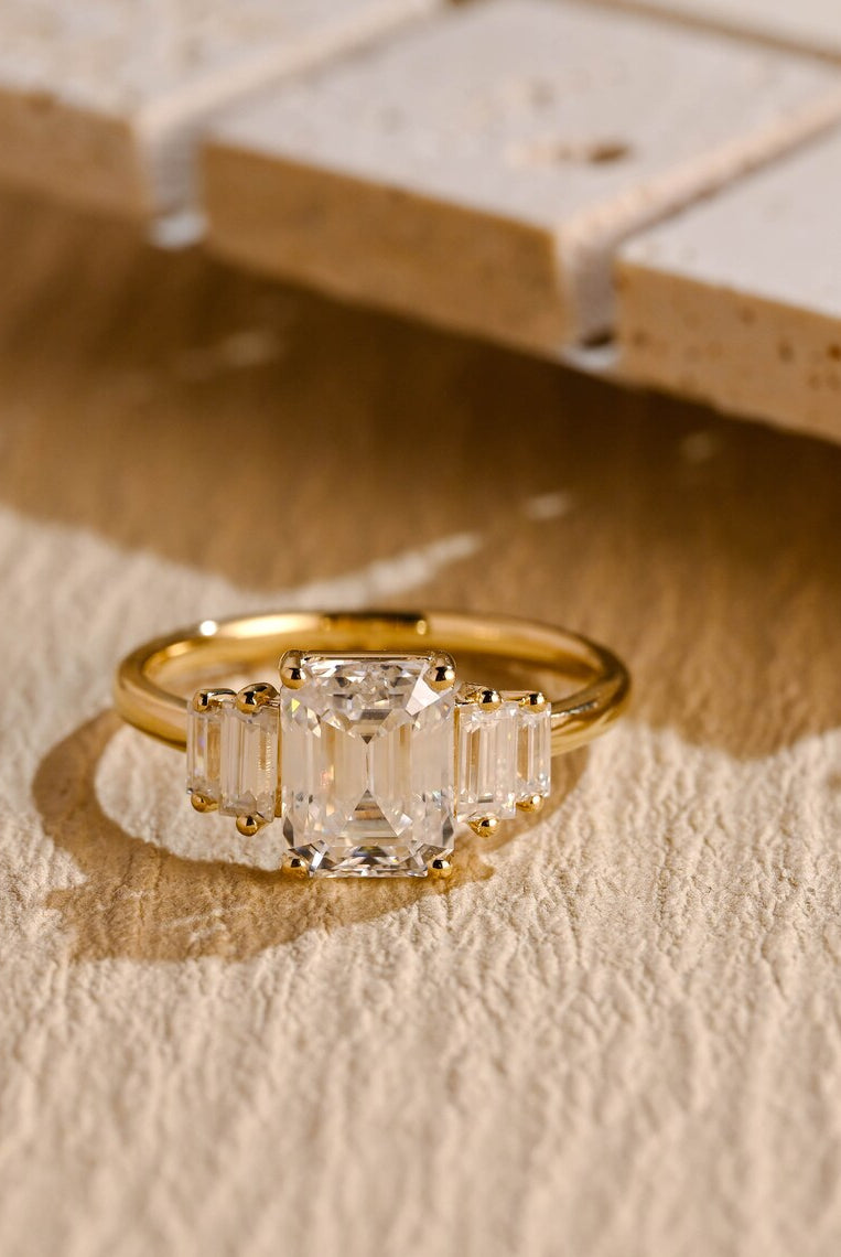 Emerald Cut Moissanite Ring