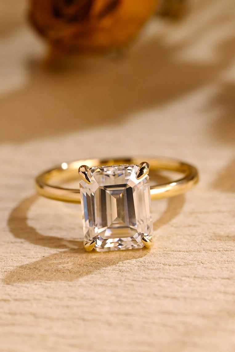 Emerald Cut Moissanite Ring