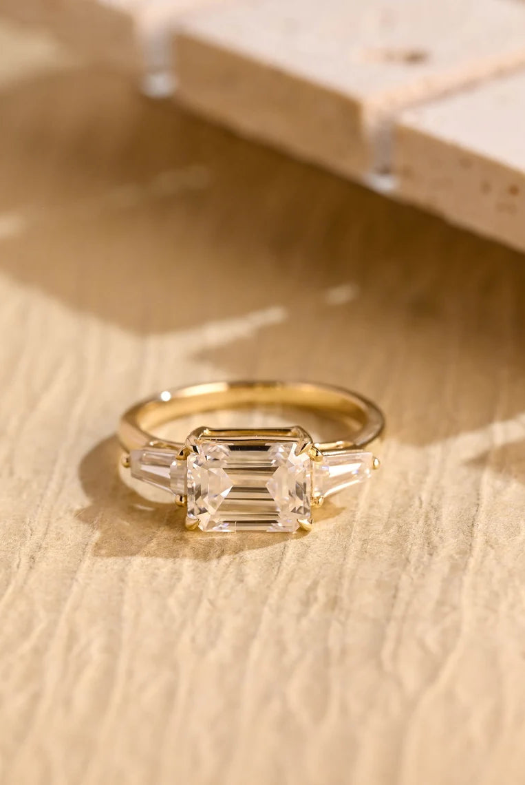 Emerald Cut Moissanite Ring
