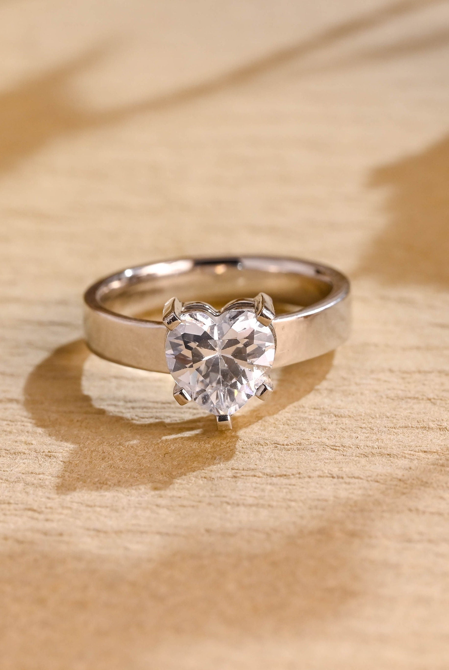 1 Carat Heart Cut Moissanite Ring