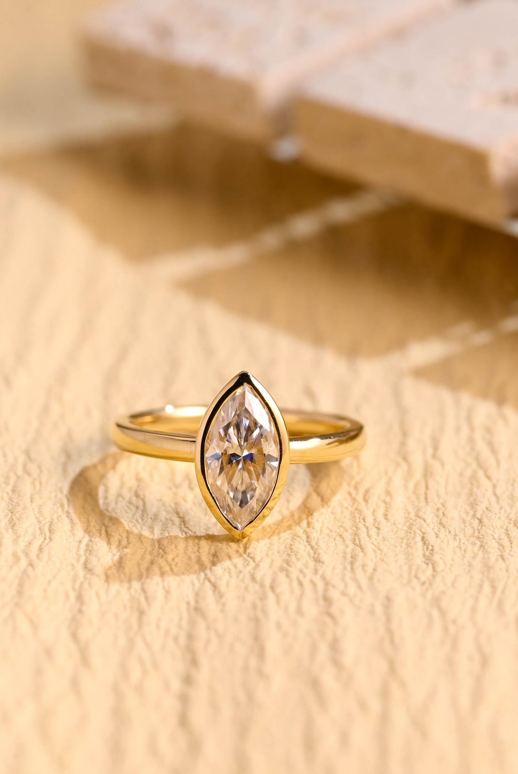 1 Carat Marquise Cut Moissanite Ring