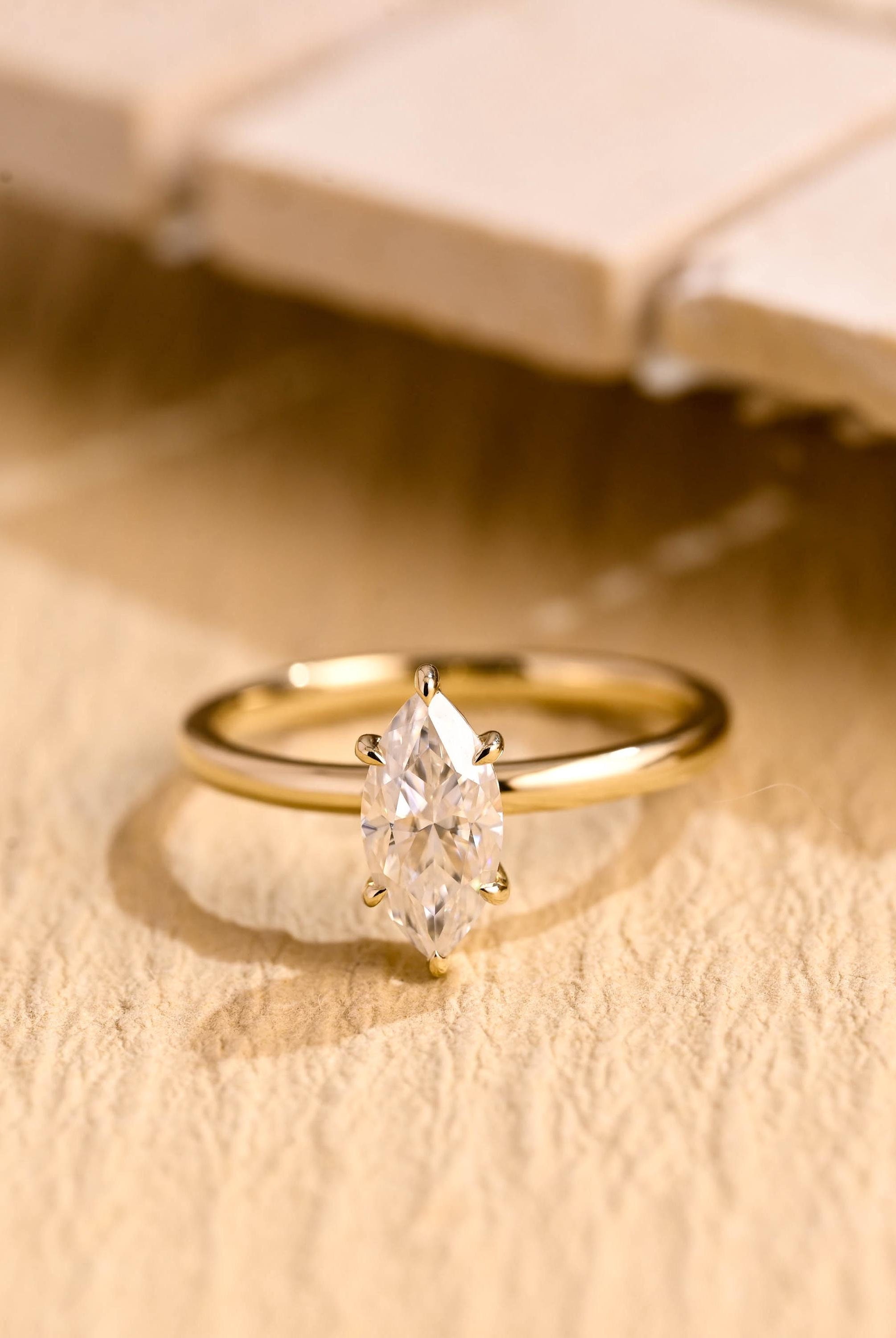 1 Carat Marquise Moissanite Ring
