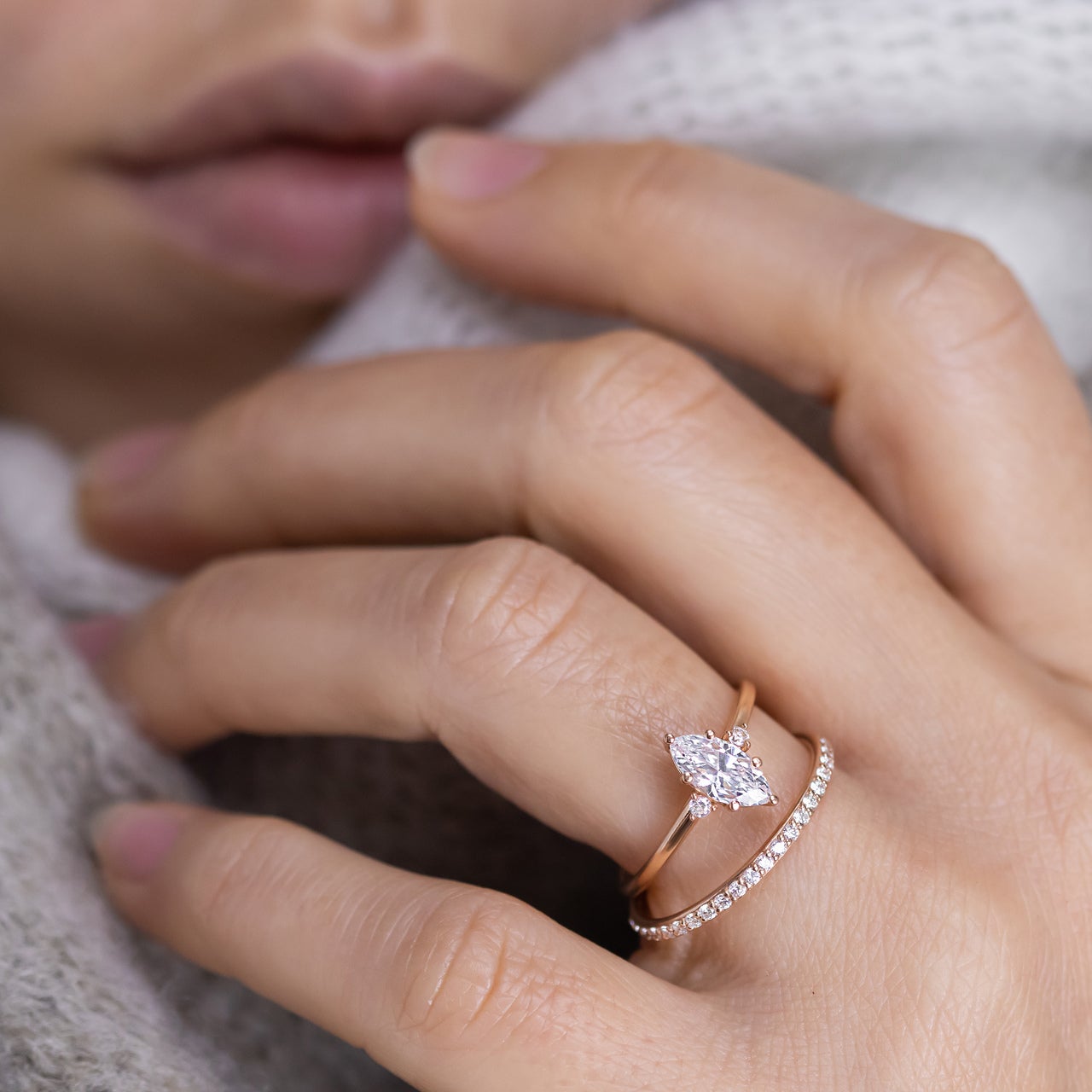 1.0CT Marquise Moissanite Ring